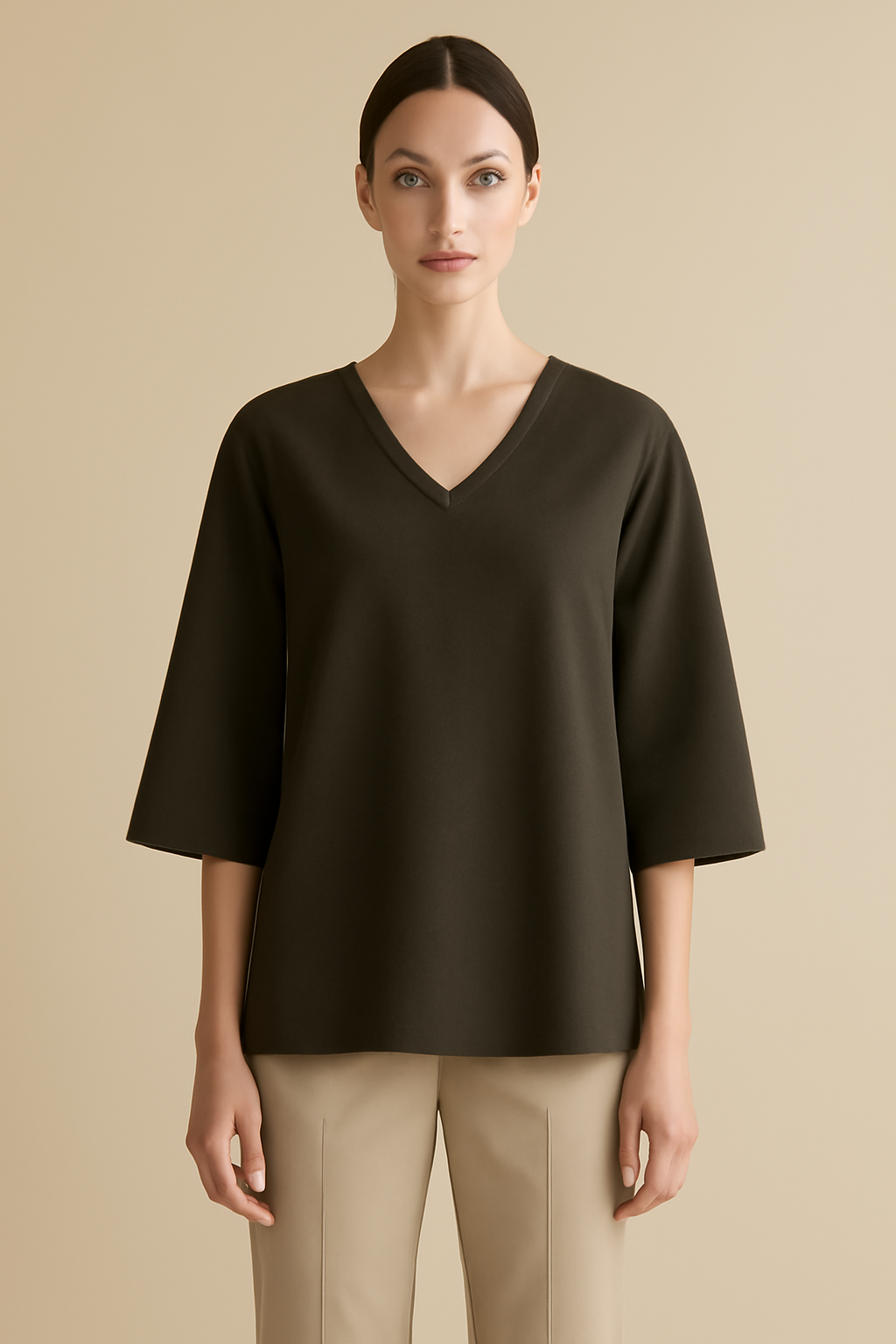 Cove Long-Sleeve Organic V-Neck Blouse