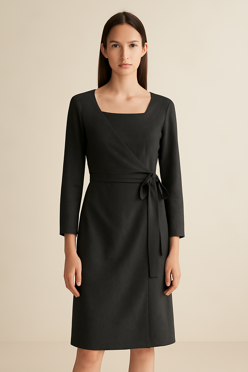 Cove Square-Neck Organic Wrap Dress