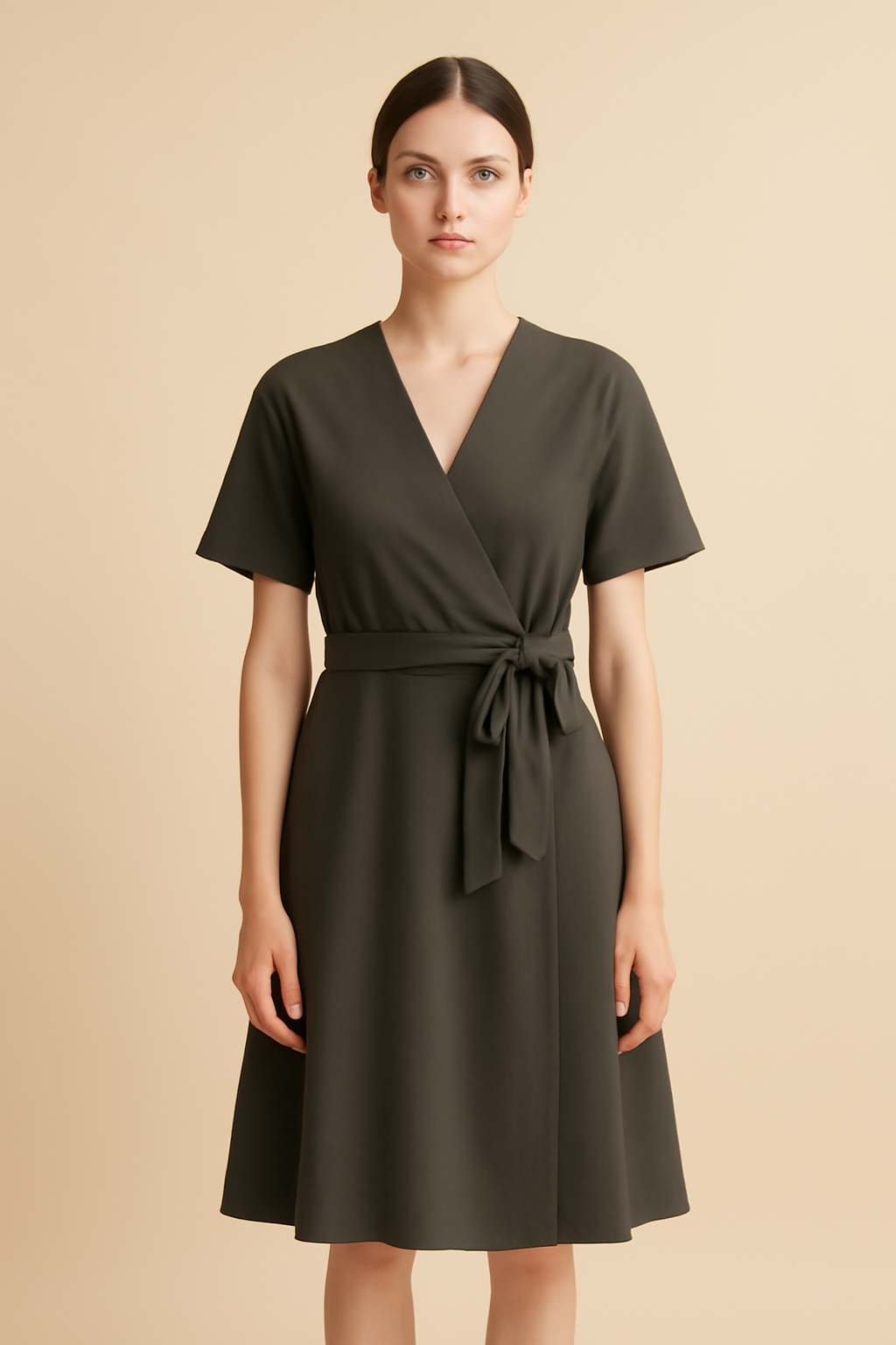 Cove Square-Neck Organic Wrap Dress