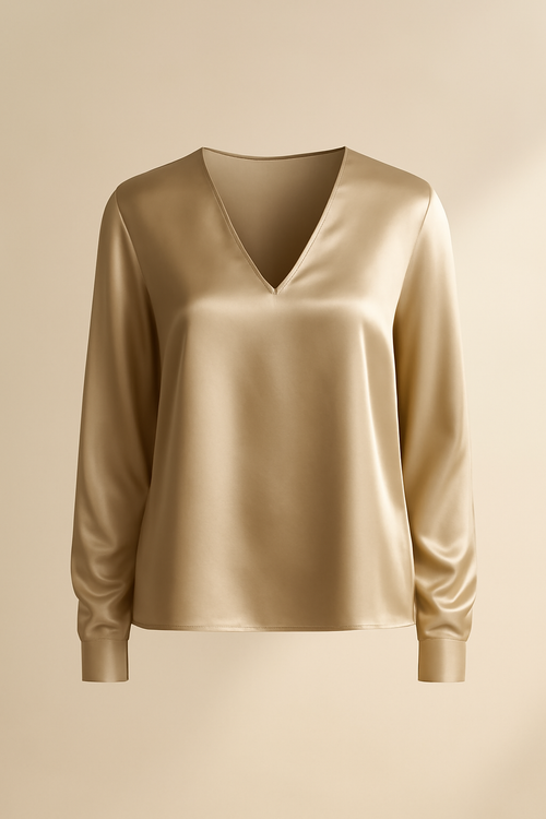 Cove Tie-Front Viscose V-Neck Blouse