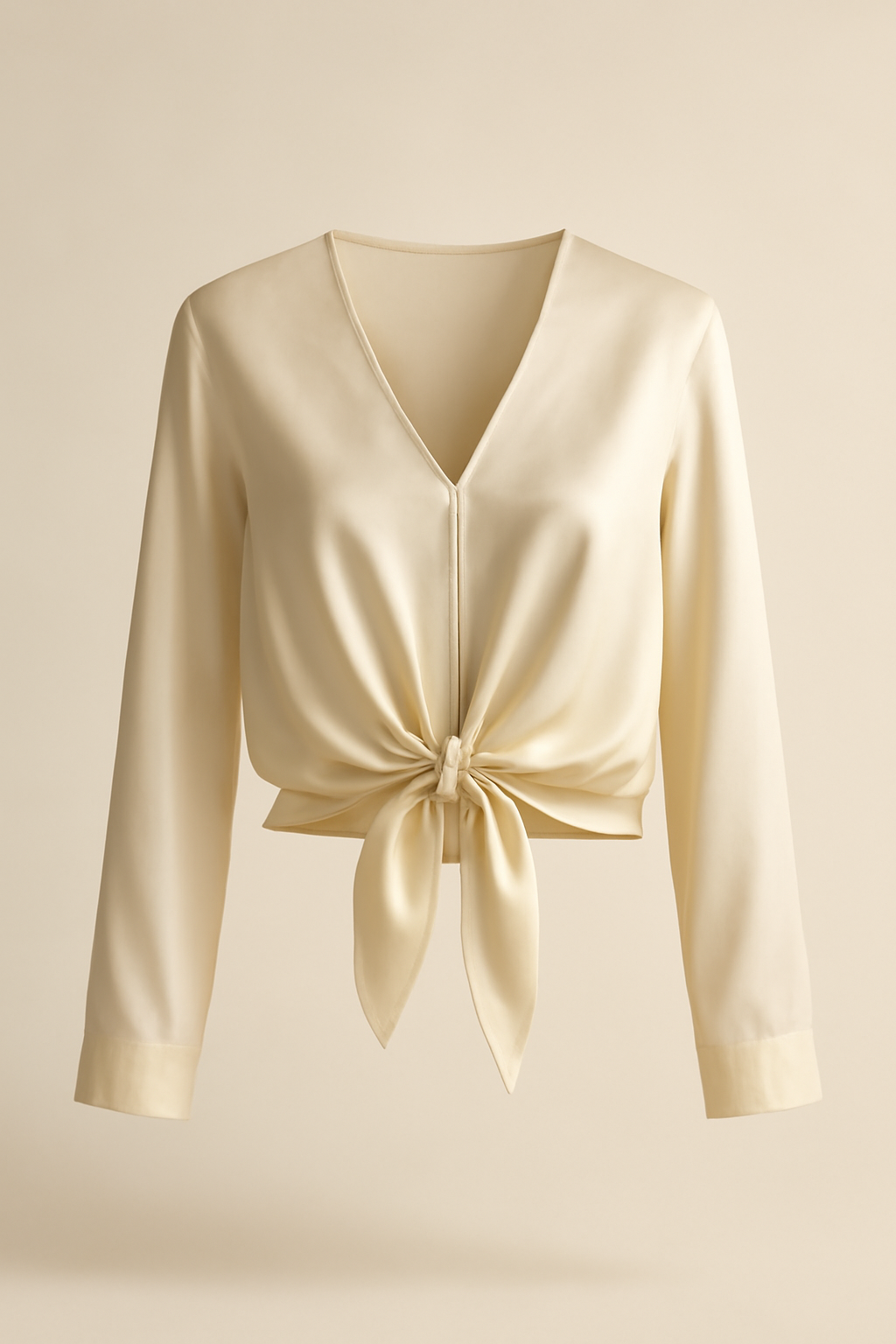 Cove Tie-Front Viscose V-Neck Blouse