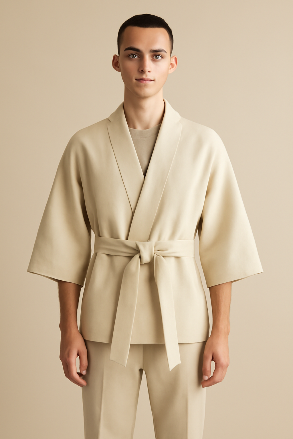 Cyclades Belted Linen Kimono Jacket