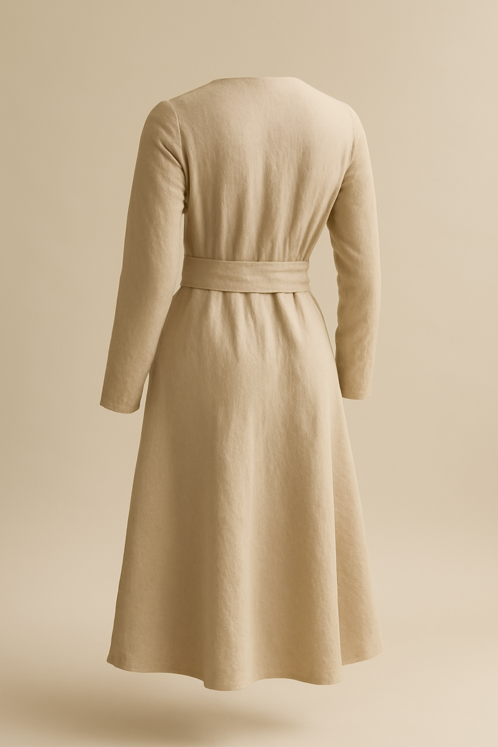 Cyclades Round-Neck Linen Wrap Dress