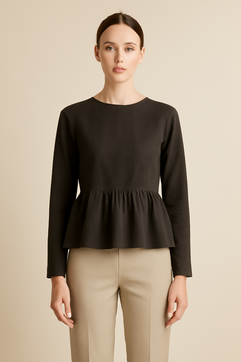 Douro Long-Sleeve Linen Flounce Blouse