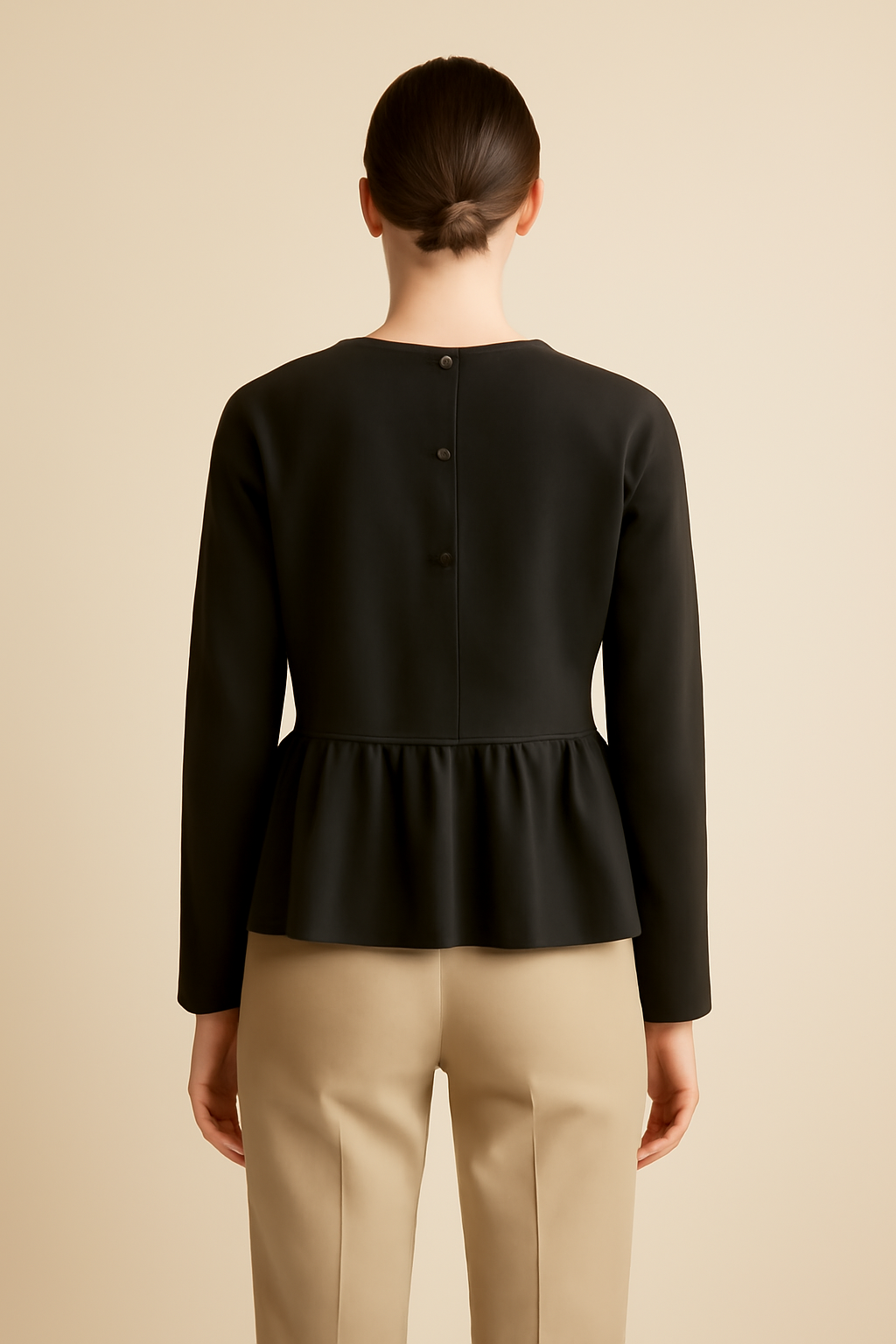 Douro Long-Sleeve Linen Flounce Blouse
