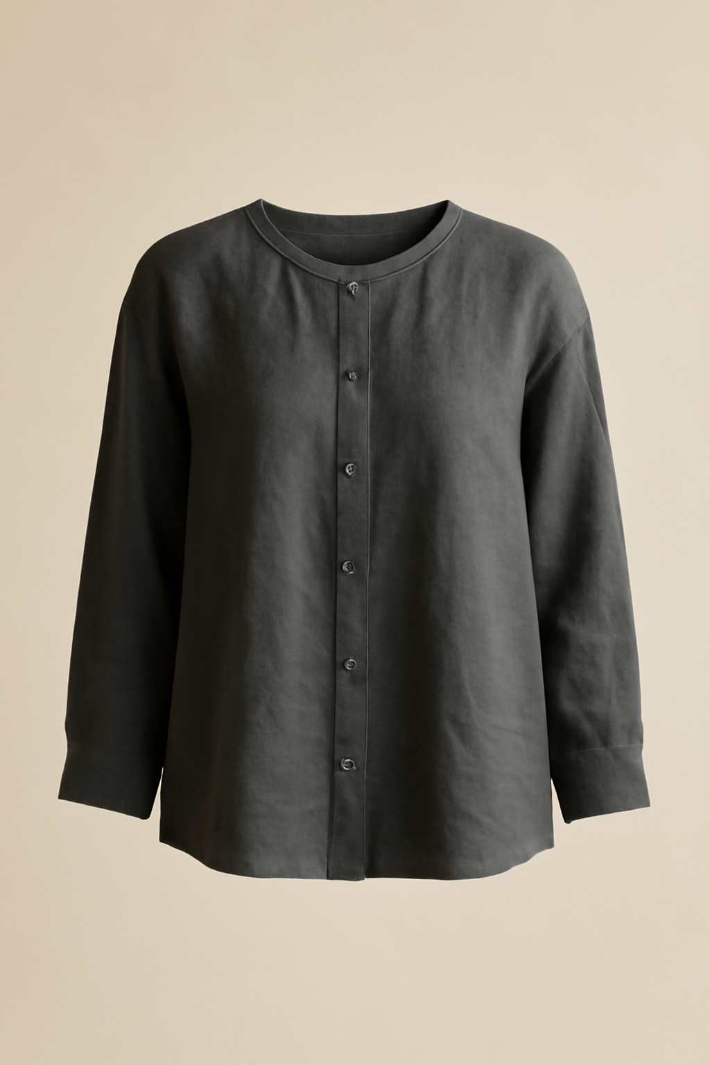 Dune Puff-Sleeve Linen Relaxed Blouse