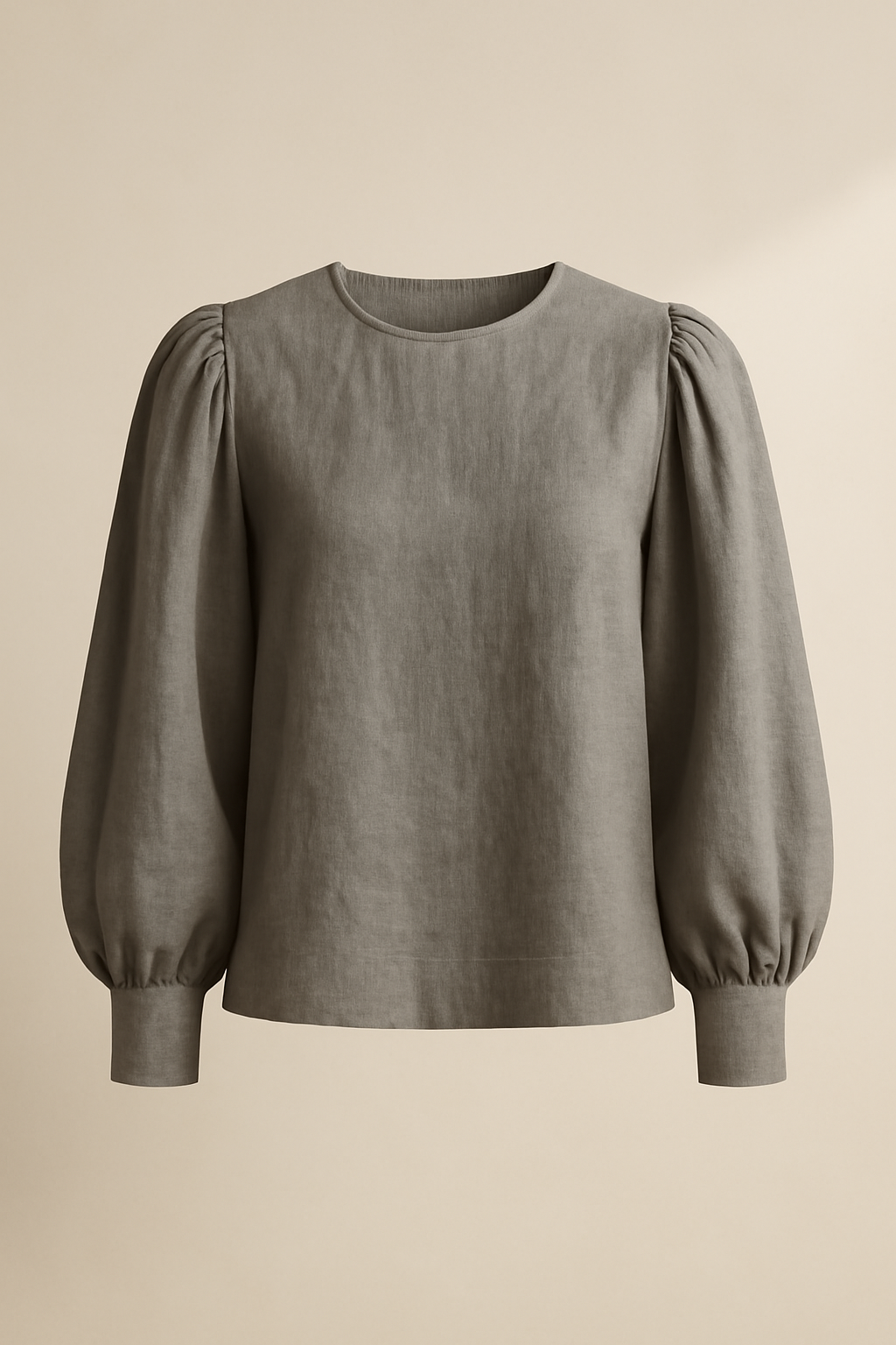 Dune Puff-Sleeve Linen Relaxed Blouse