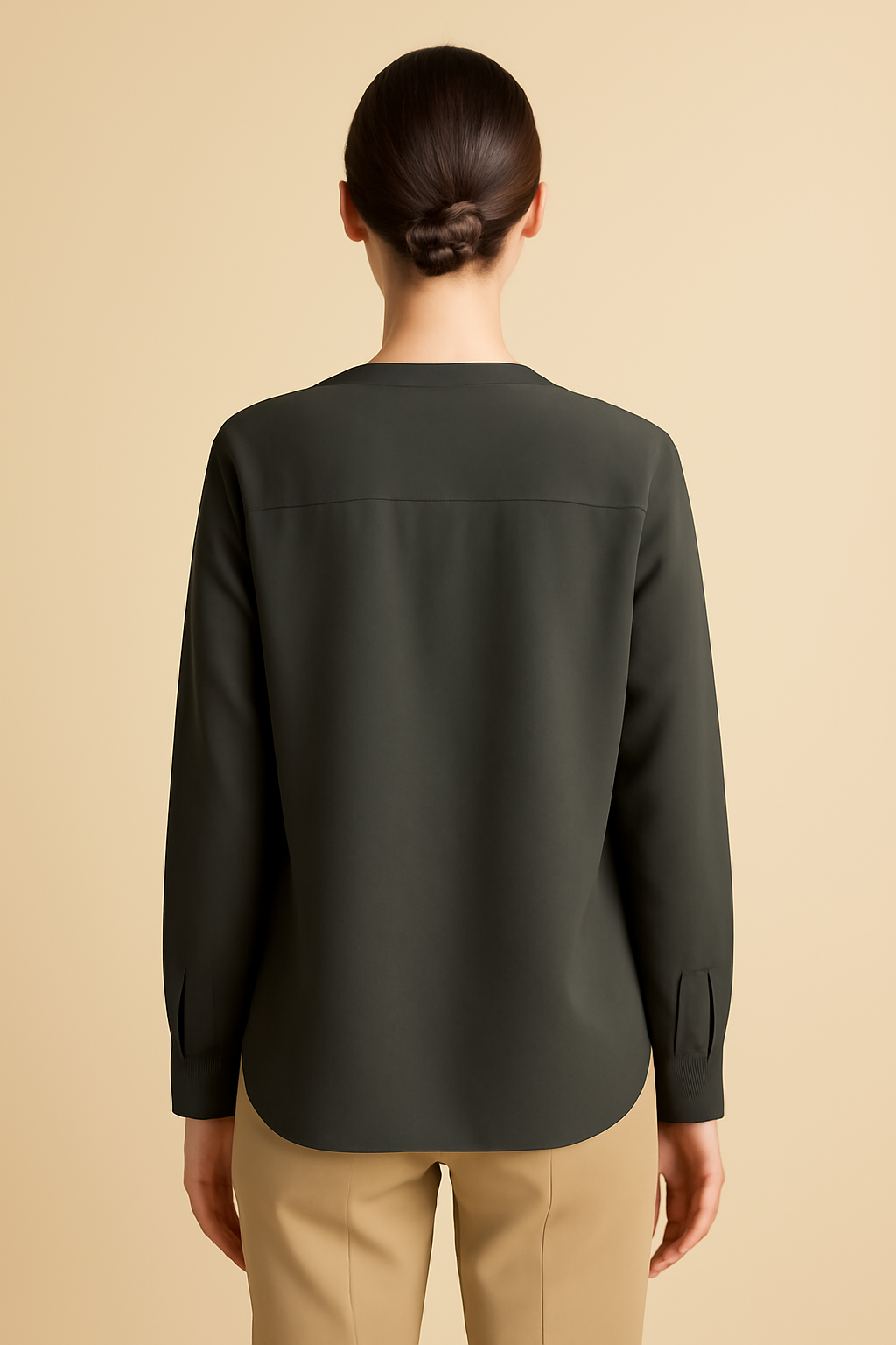 Dune Puff-Sleeve Linen Relaxed Blouse