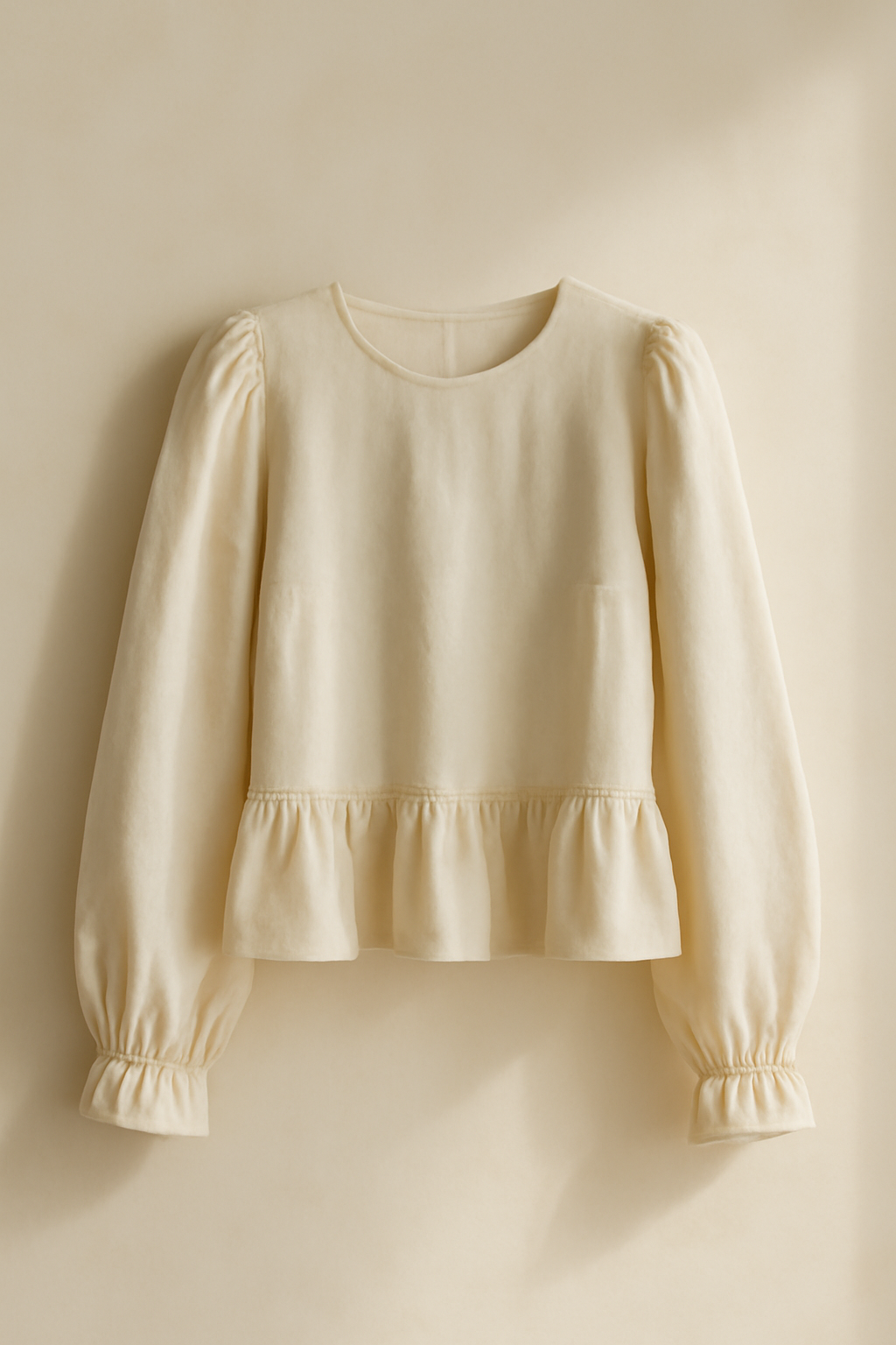 Dune Puff-Sleeve Organic Flounce Blouse