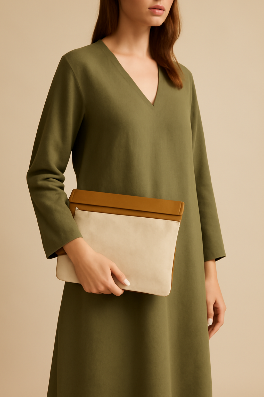Dune Woven Canvas Leather Clutch