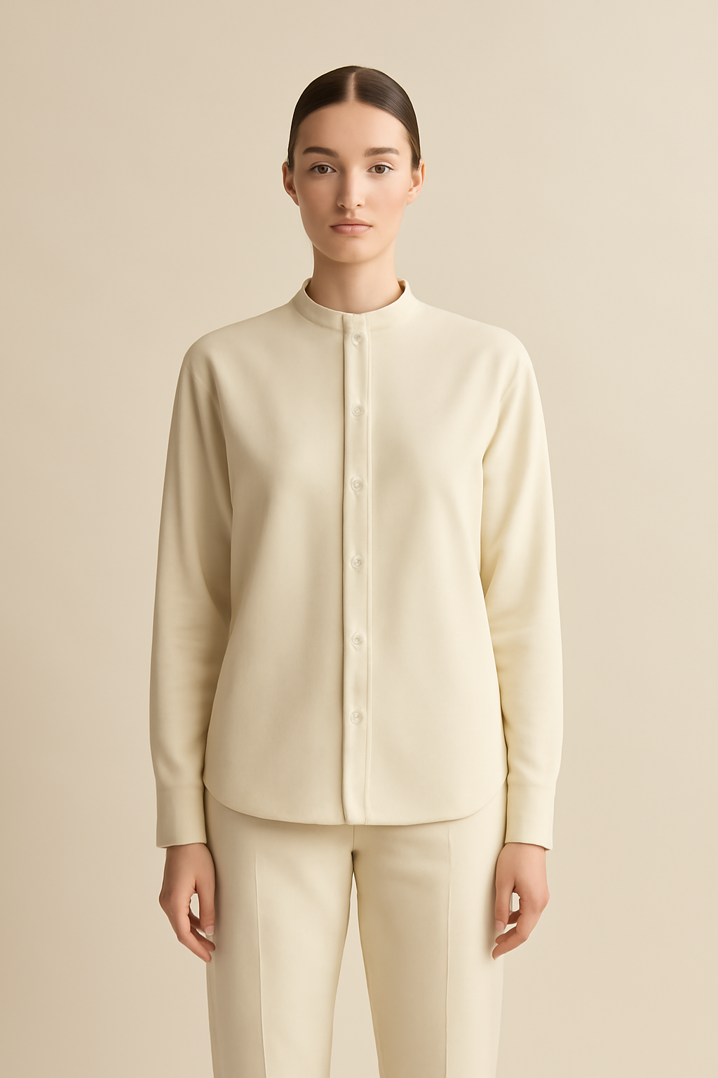 Harbor Band-Collar Linen Classic Shirt