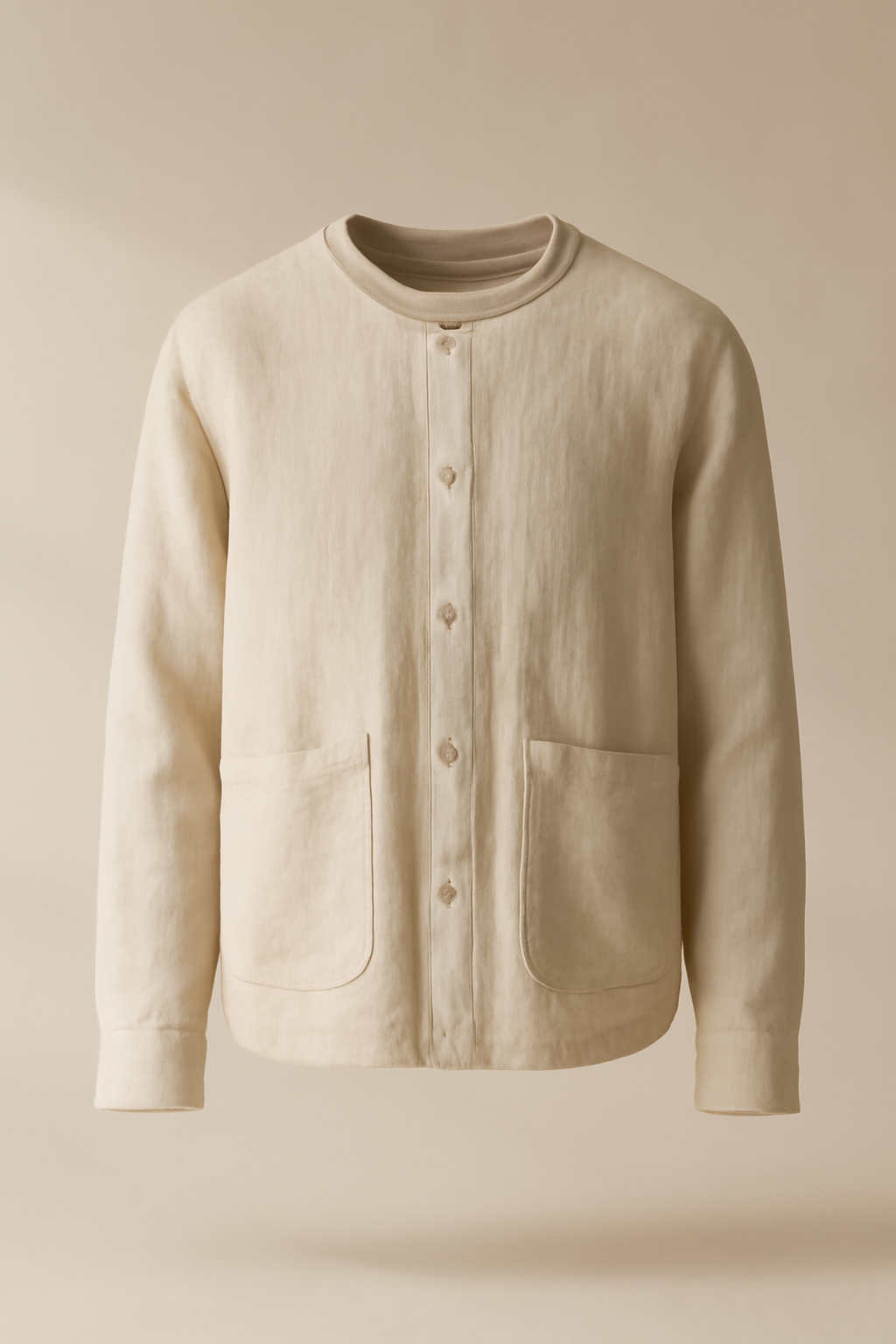 Harbor Camp-Collar Linen Utility Shirt