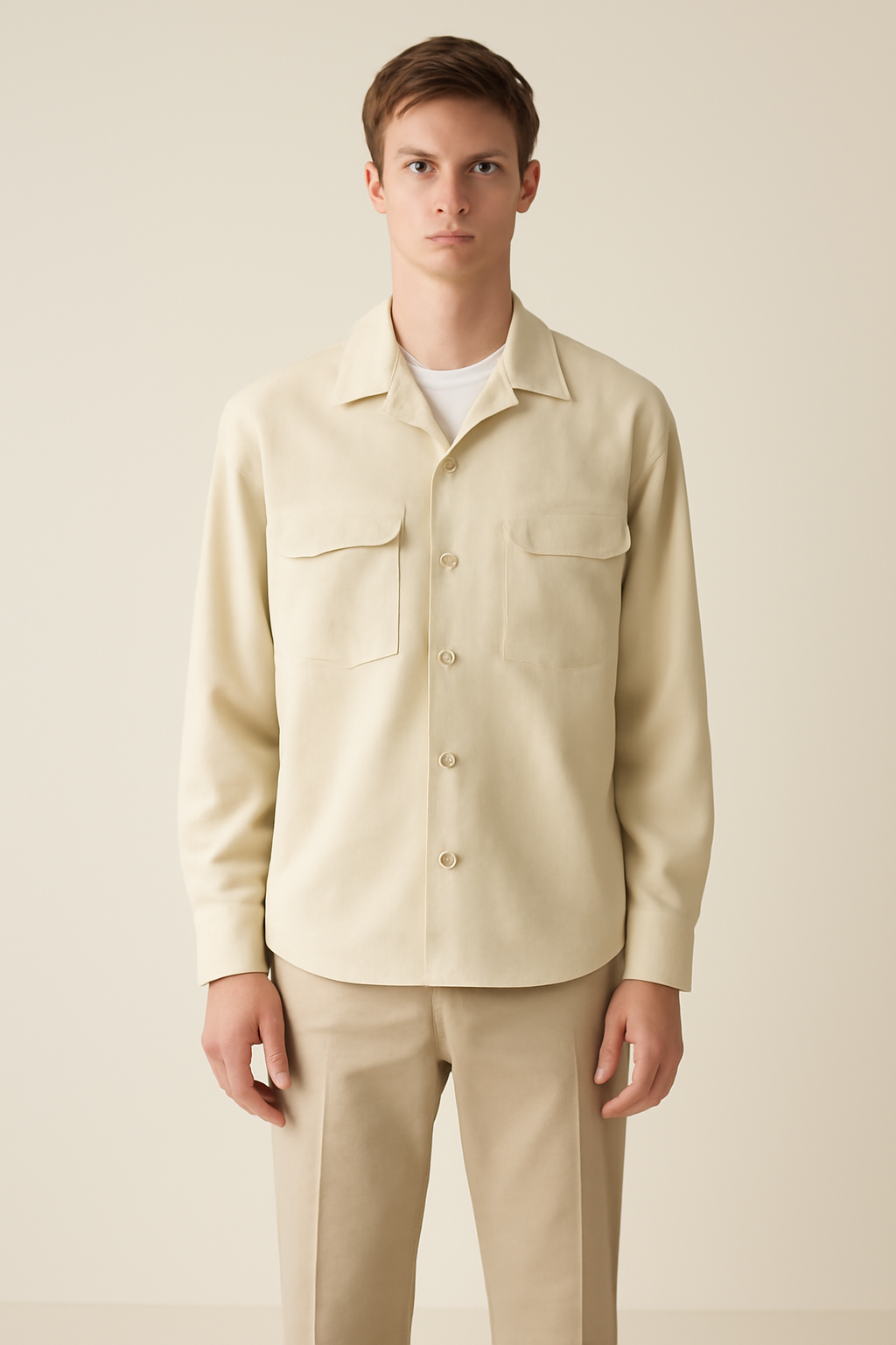 Harbor Camp-Collar Linen Utility Shirt