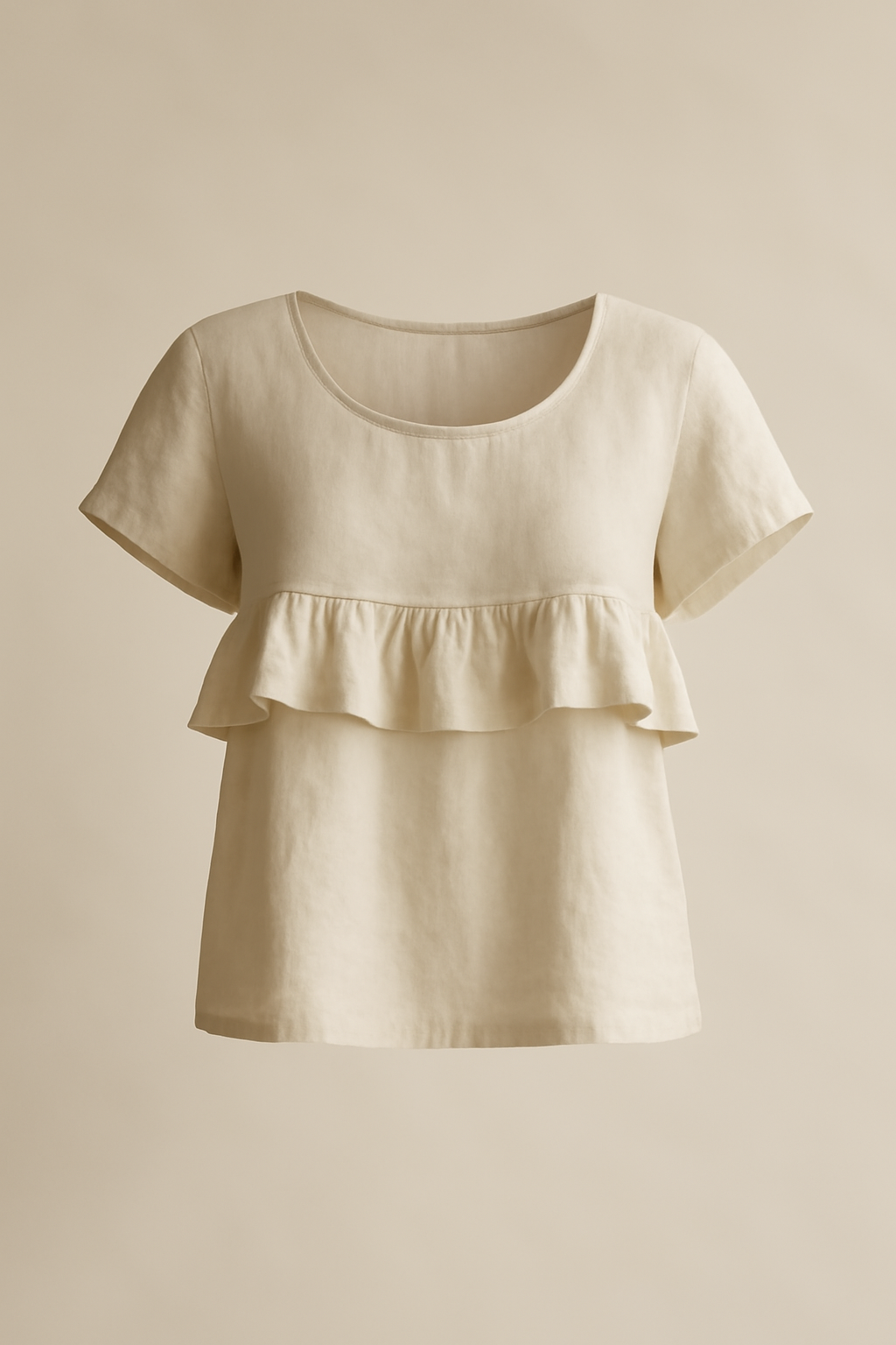 Harbor Cropped Linen Flounce Blouse