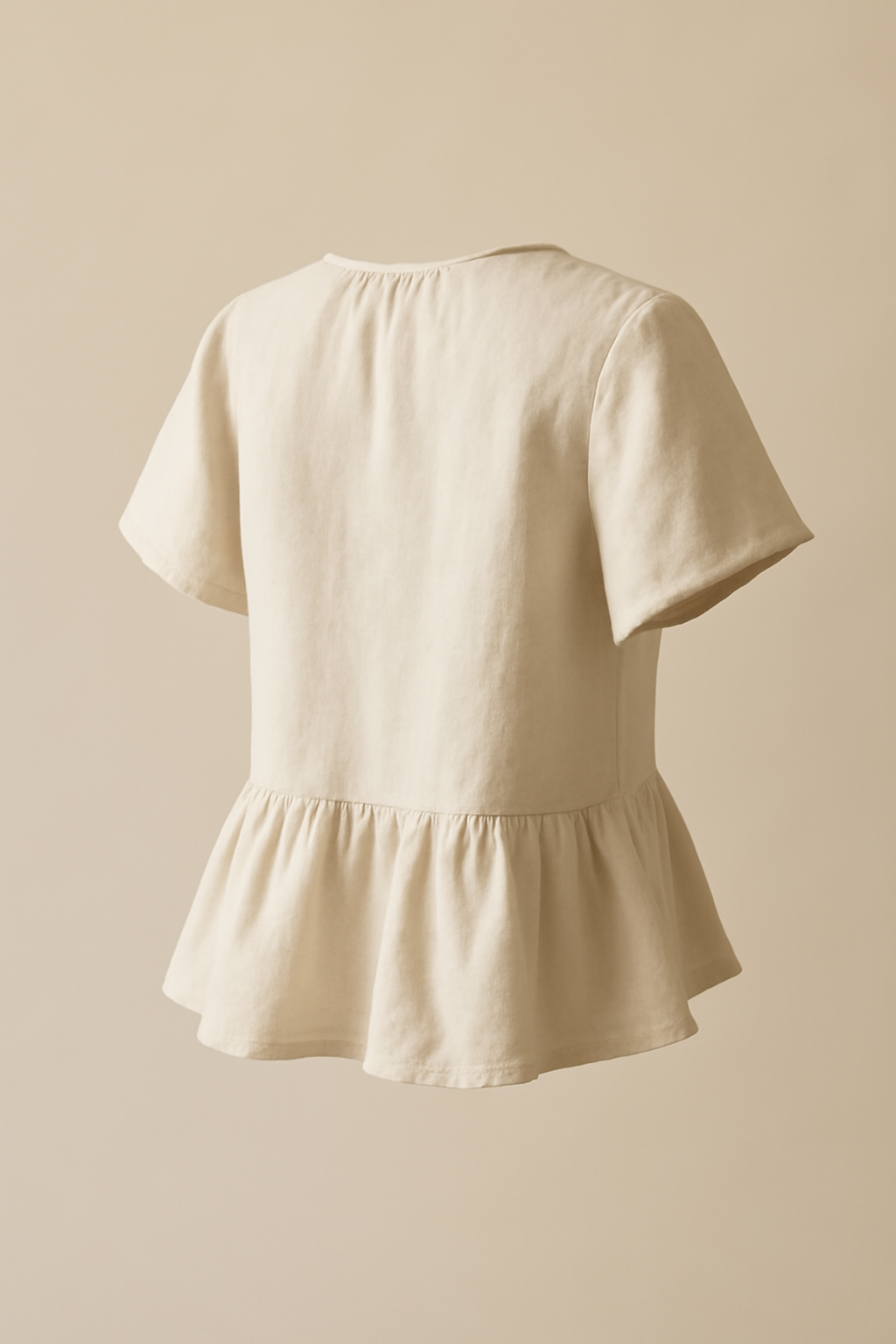 Harbor Cropped Linen Flounce Blouse