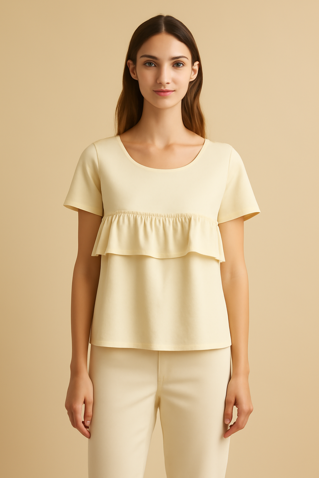 Harbor Cropped Linen Flounce Blouse
