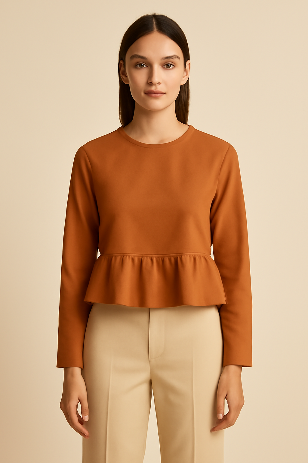 Harbor Cropped Linen Flounce Blouse