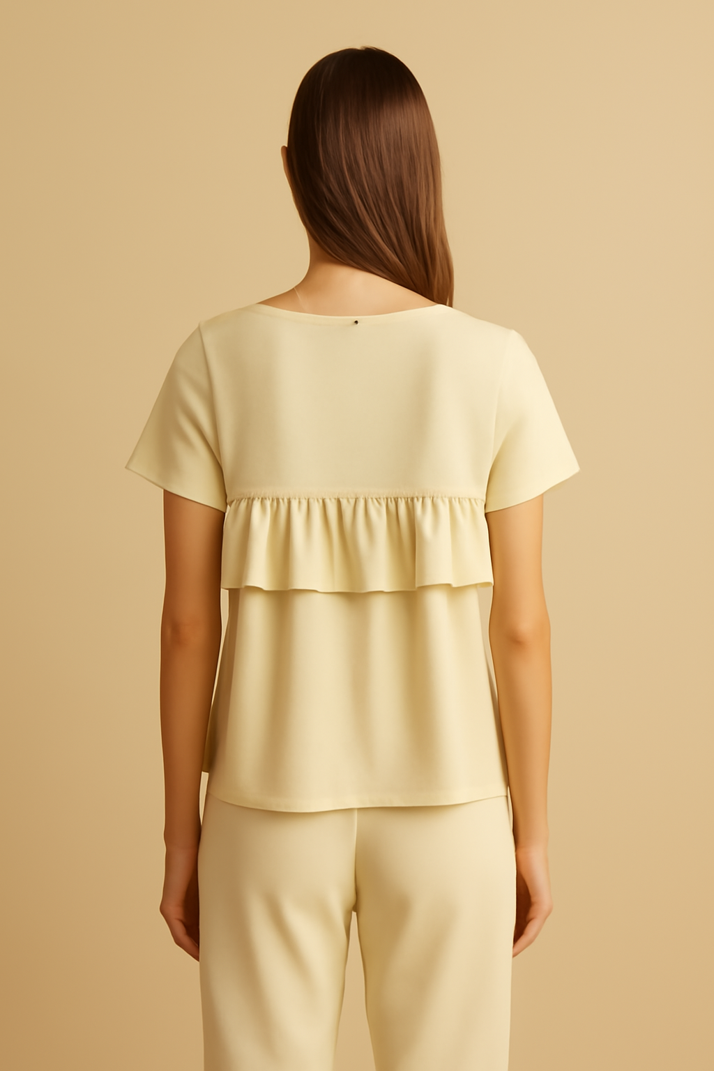 Harbor Cropped Linen Flounce Blouse