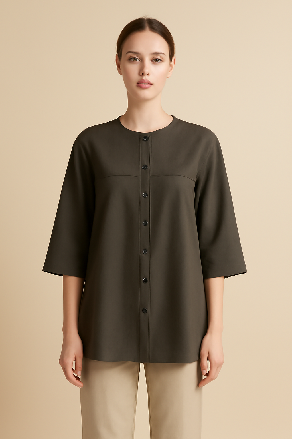 Harbor Cropped Tencel Relaxed Blouse