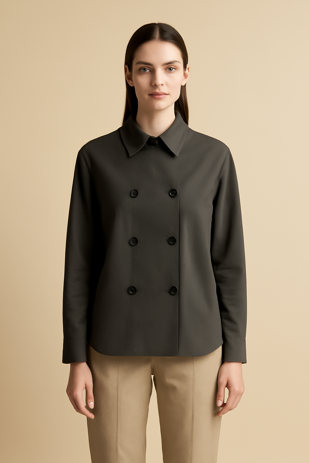 Harbor Point-Collar Organic Double-Breasted Shirt