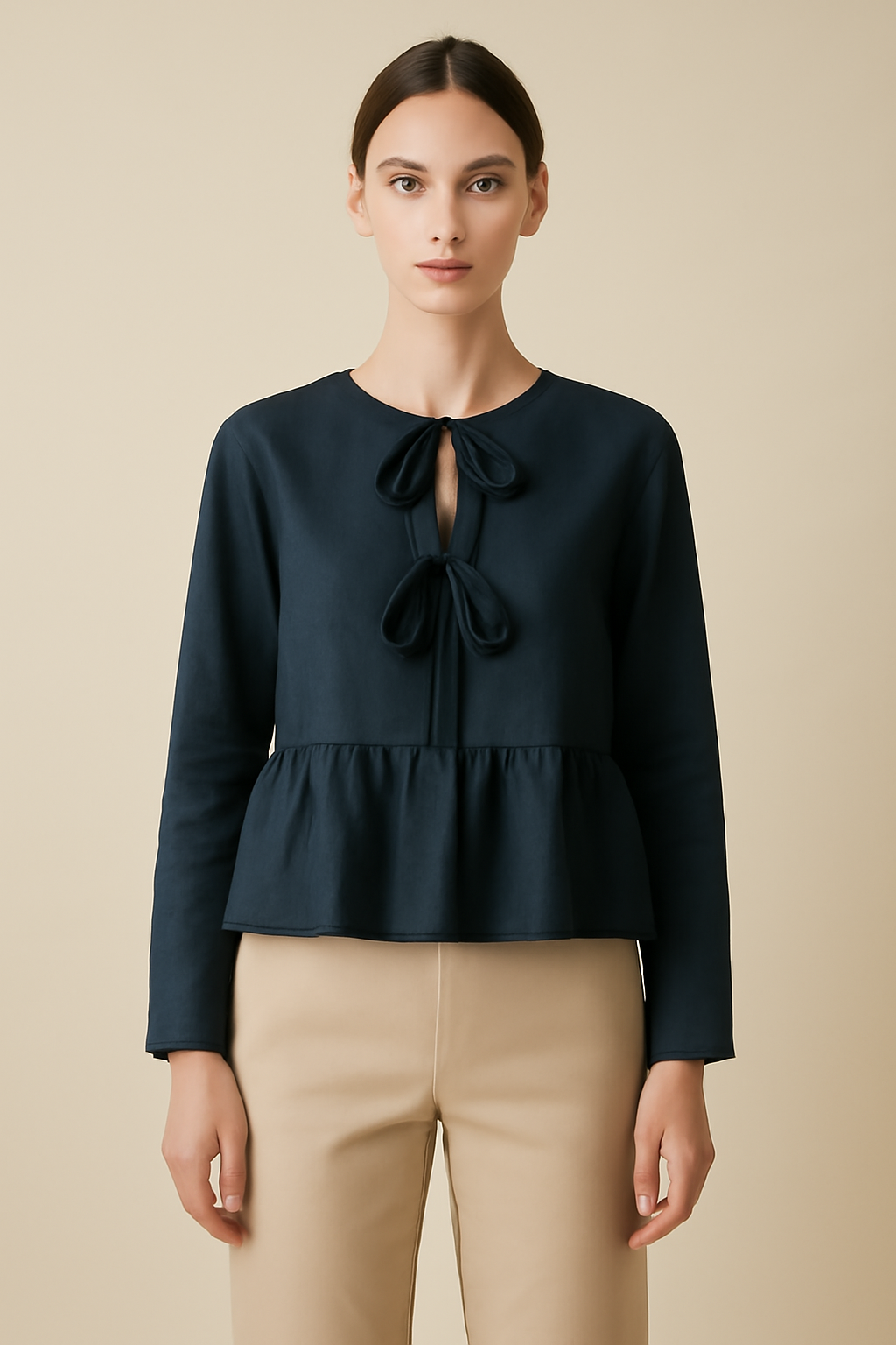 Harbor Tie-Front Organic Flounce Blouse