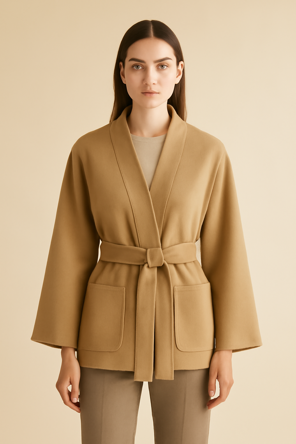 Levant Belted Wool Kimono Jacket