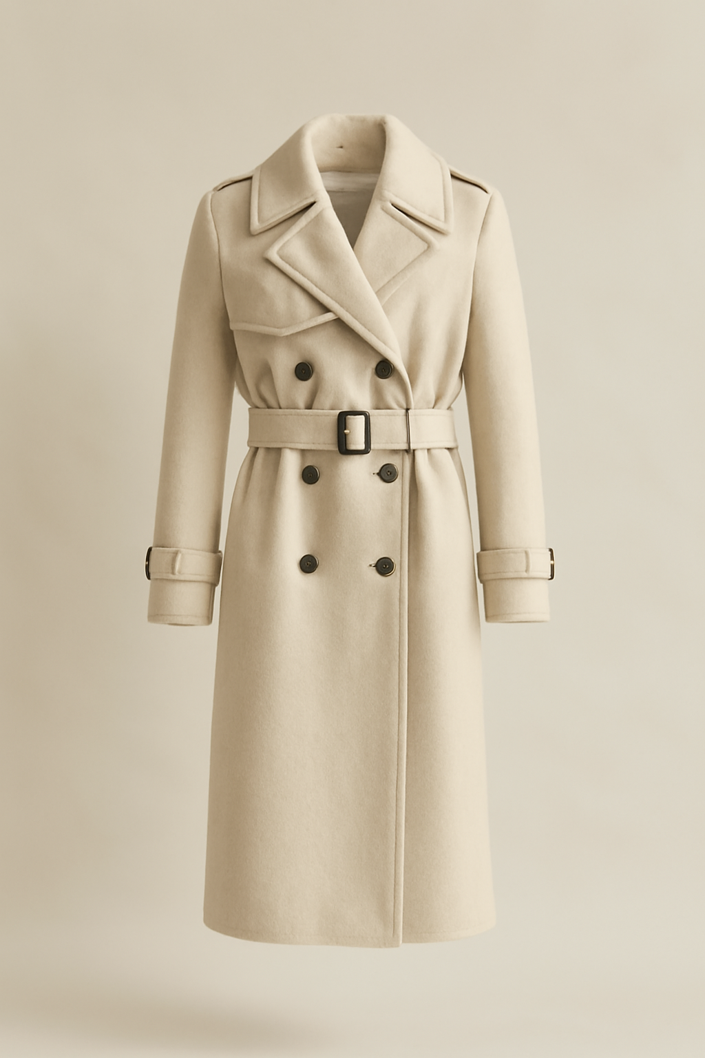 Levant Double-Breasted Wool Trench Coat