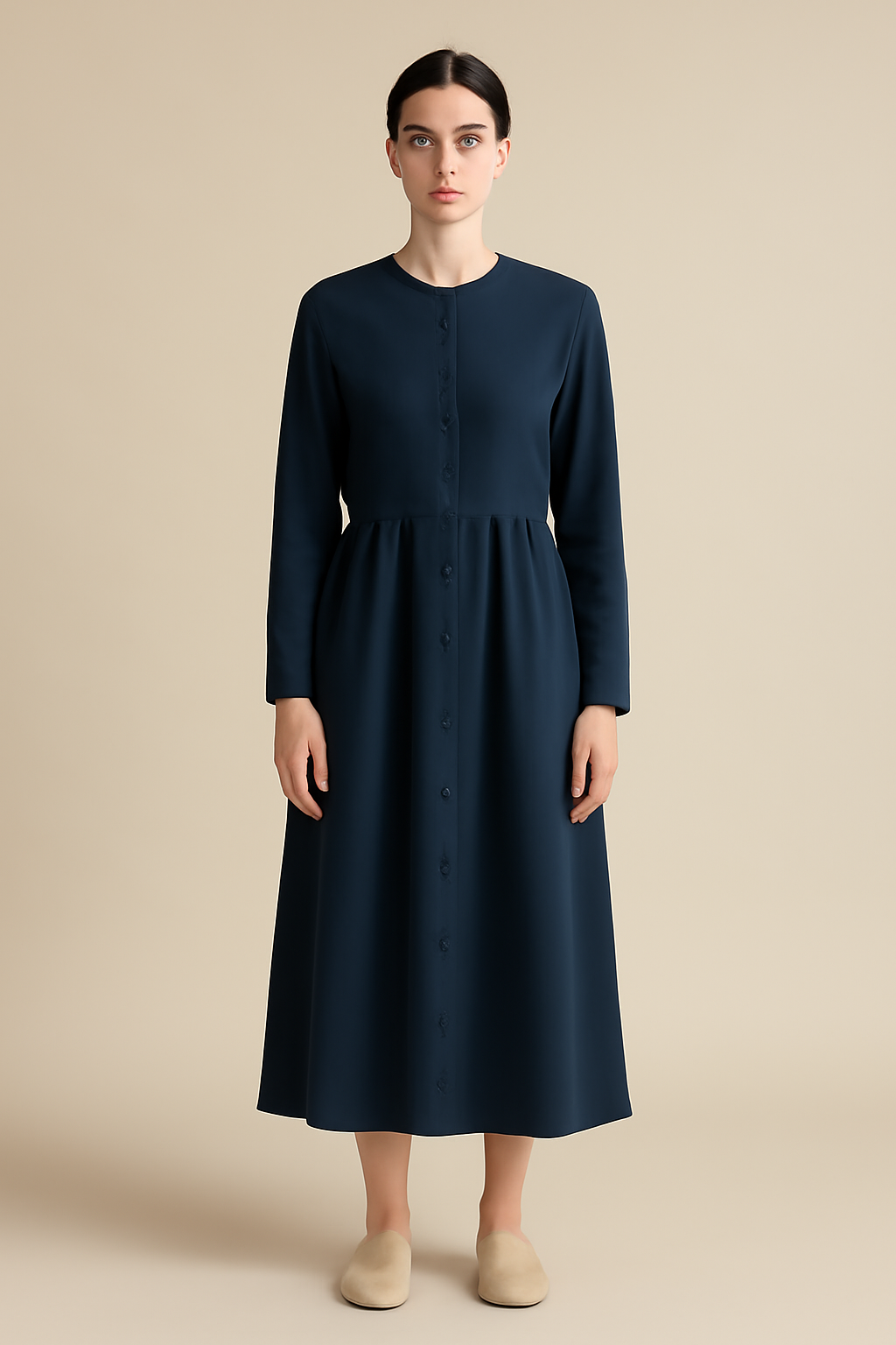 Levant Round-Neck Organic Shirt Dress