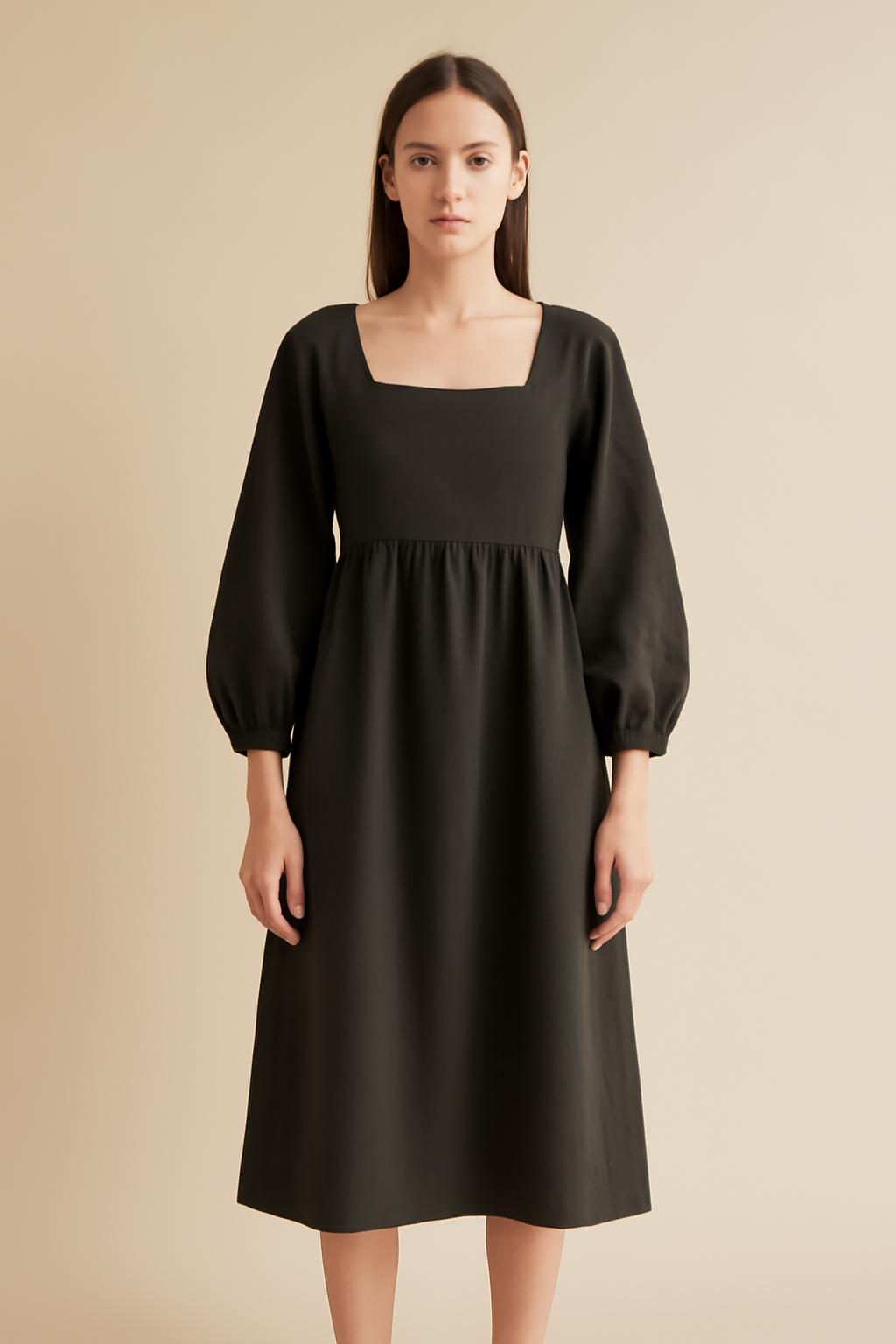 Levant Square-Neck Organic Relaxed Dress