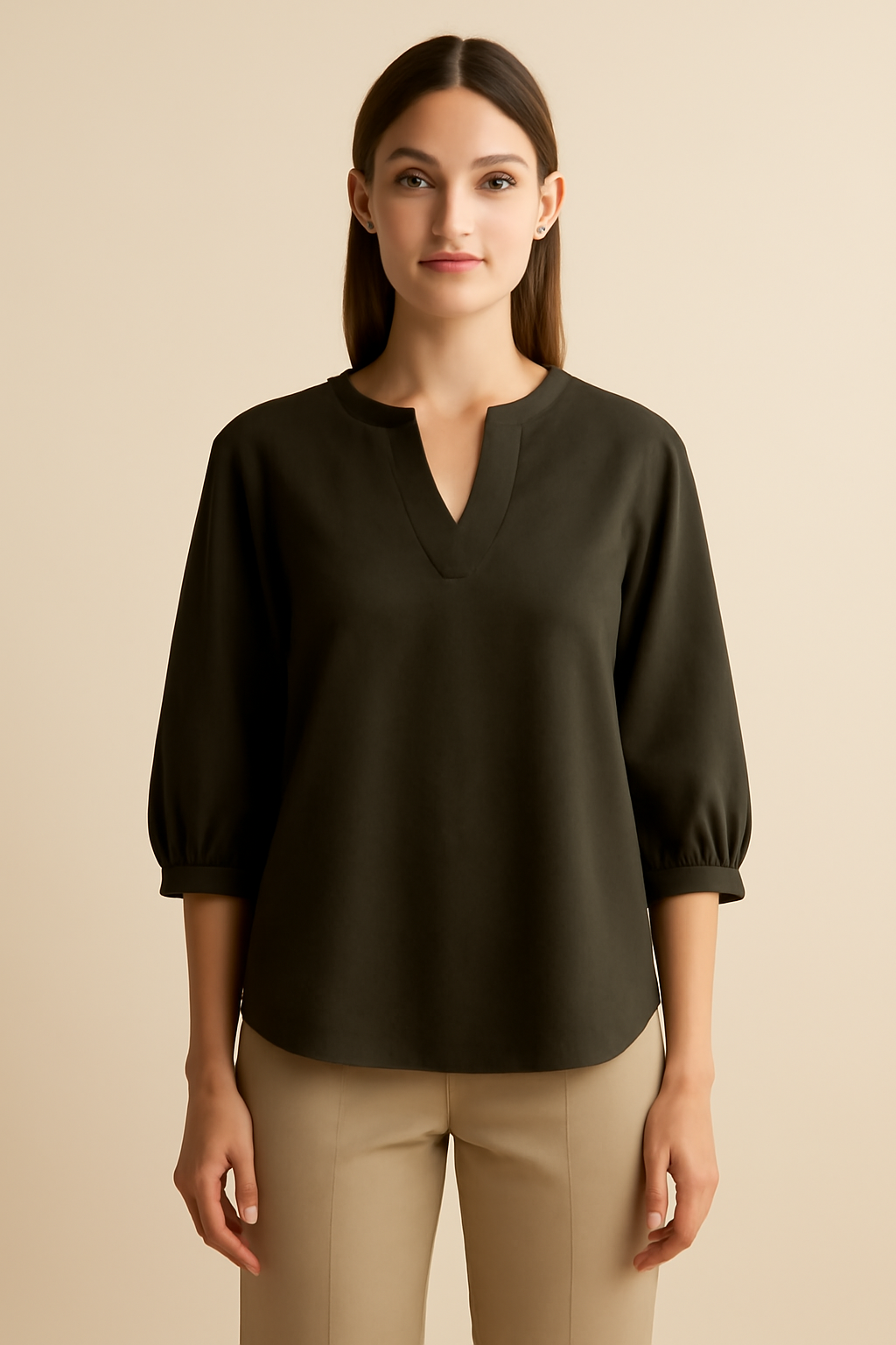Levant Tie-Front Linen Relaxed Blouse