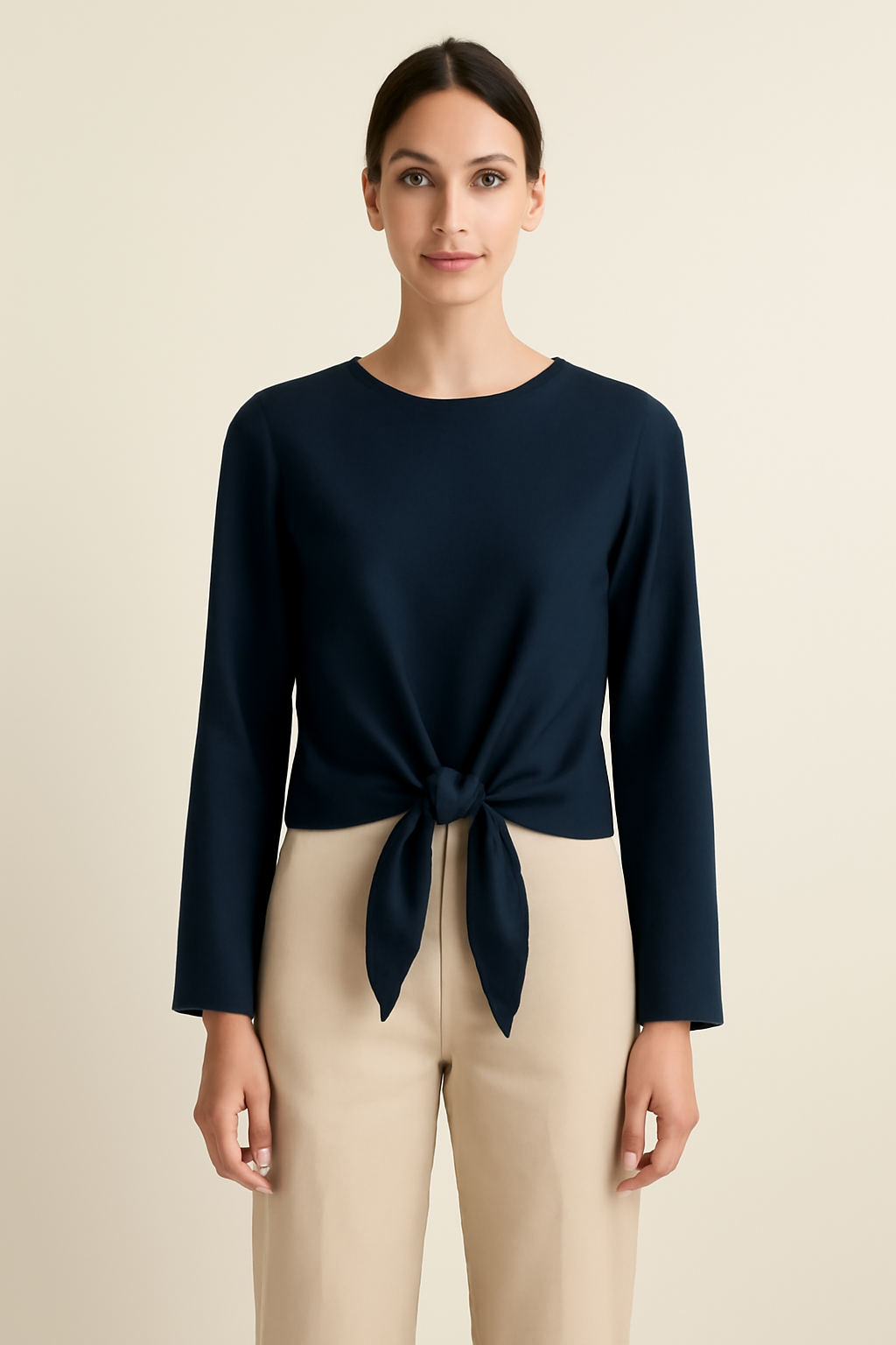 Levant Tie-Front Linen Relaxed Blouse