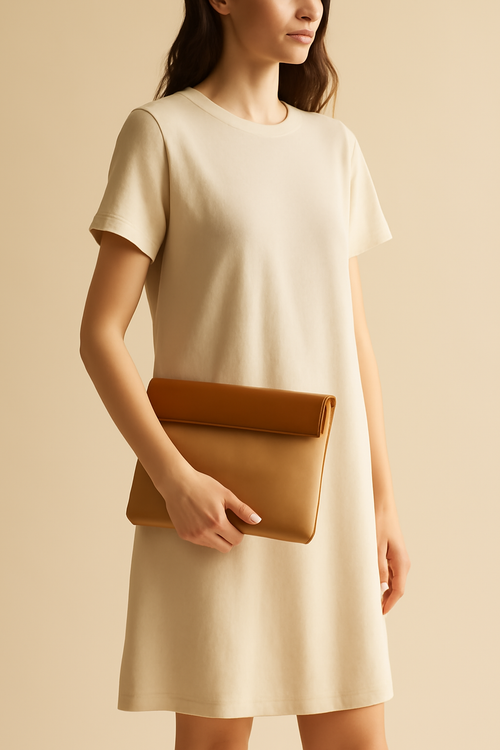Levant Woven Canvas Leather Clutch