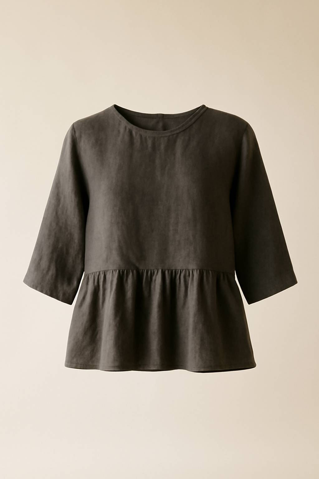 Marmara Puff-Sleeve Linen Flounce Blouse