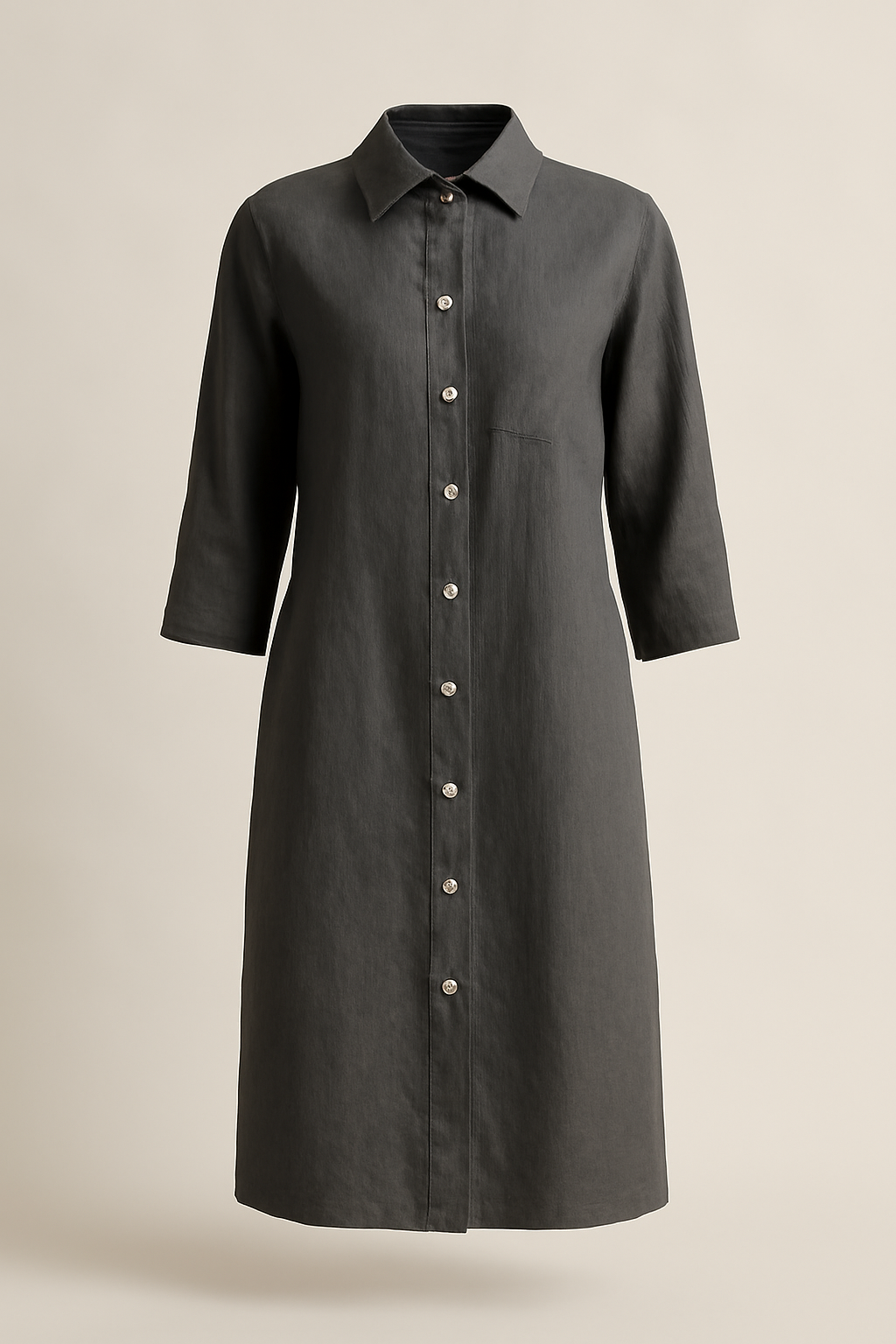 Marmara Round-Neck Linen Shirt Dress