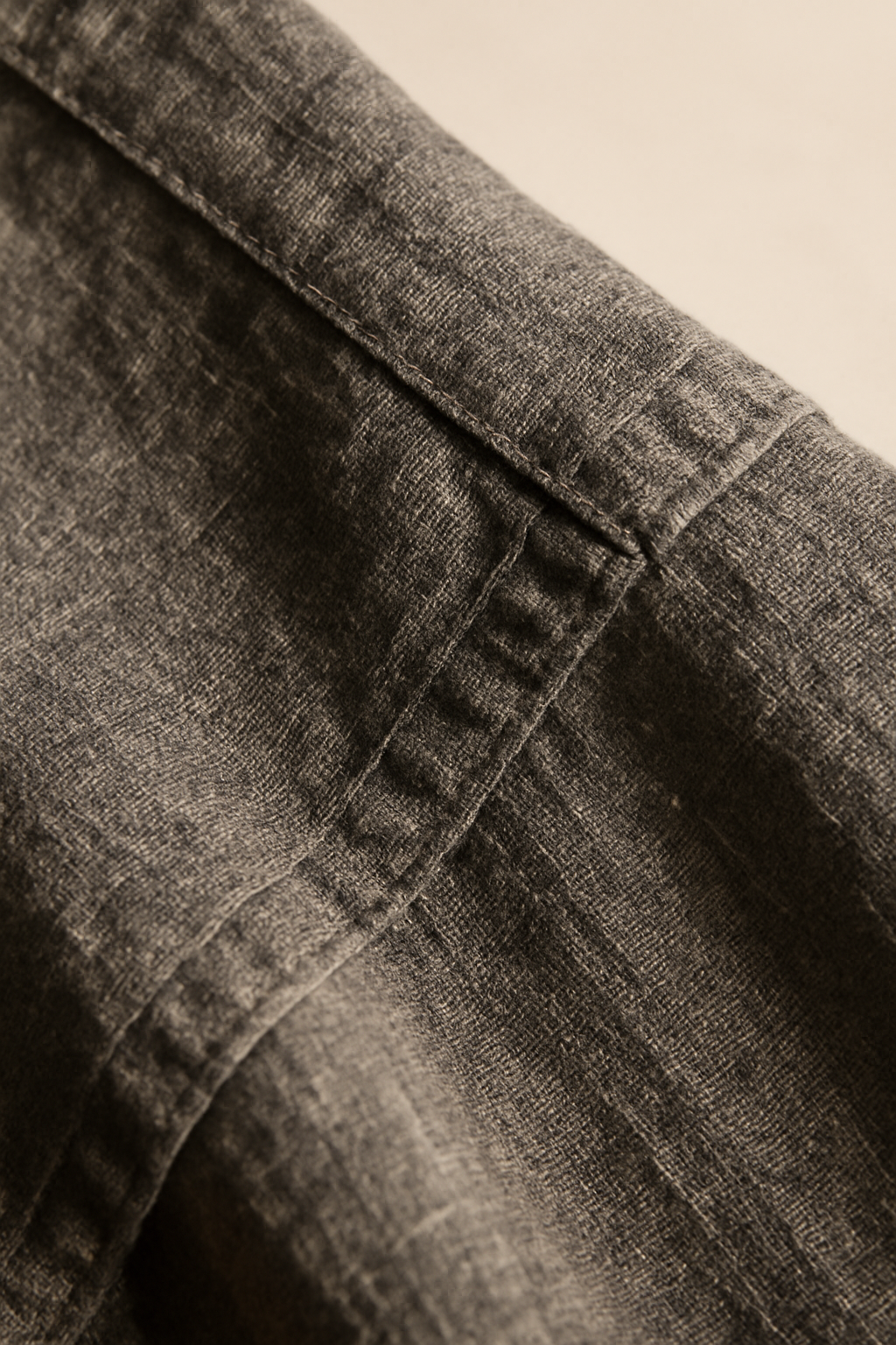 Meander Band-Collar Linen Everyday Shirt