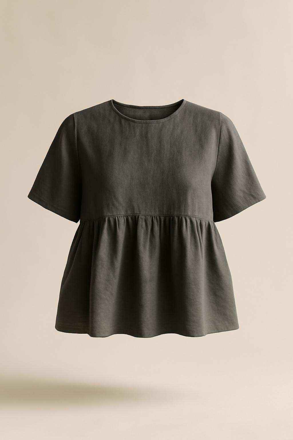 Meander Long-Sleeve Linen Flounce Blouse