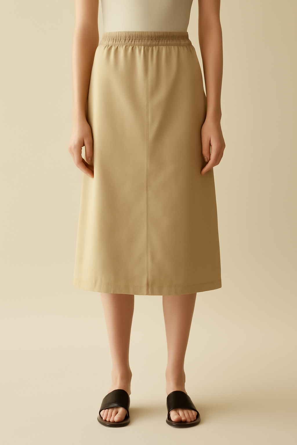 Meridian Button-Front Cotton Midi Skirt
