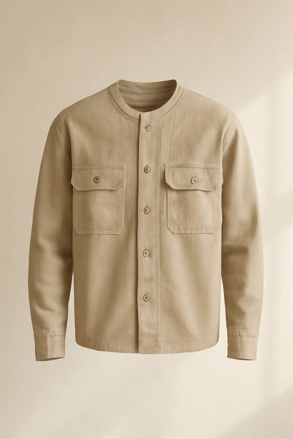 Meridian Camp-Collar Cotton Utility Shirt
