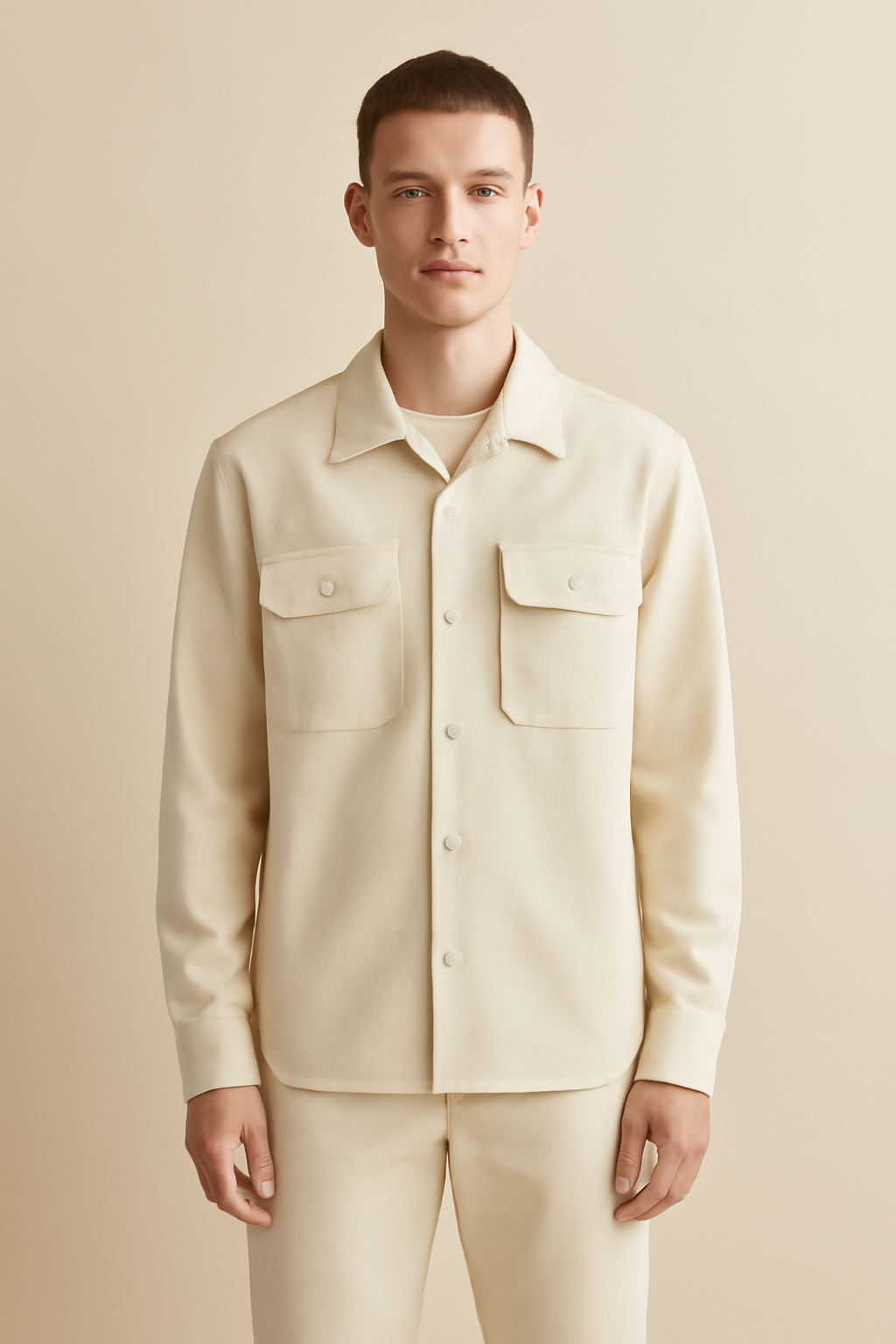 Meridian Camp-Collar Linen Utility Shirt
