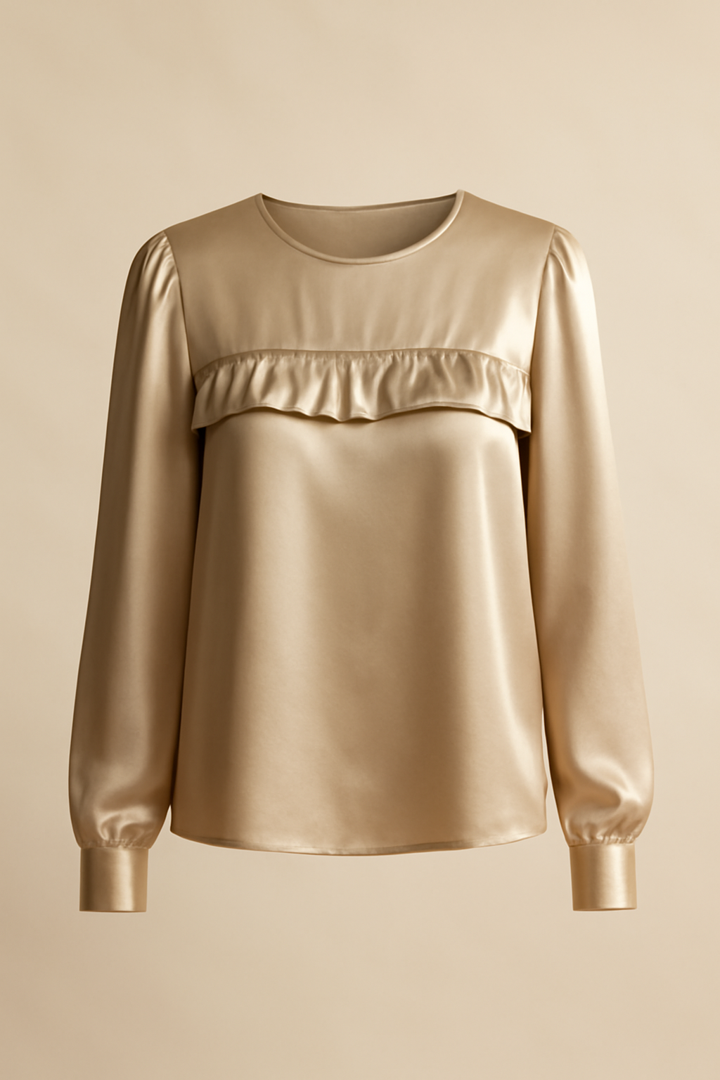 Meridian Long-Sleeve Viscose Ruffled Blouse