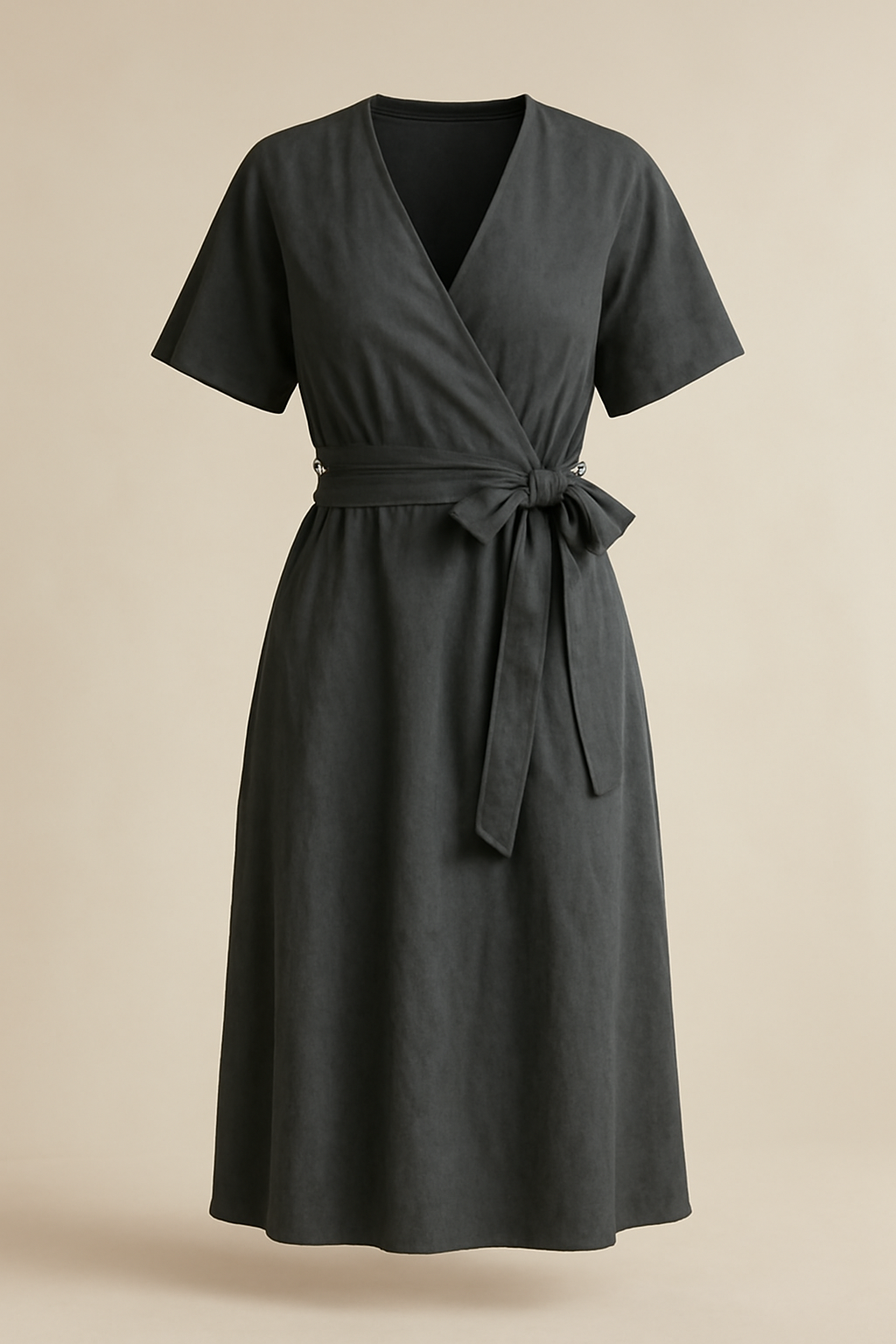 Meridian Round-Neck Organic Wrap Dress