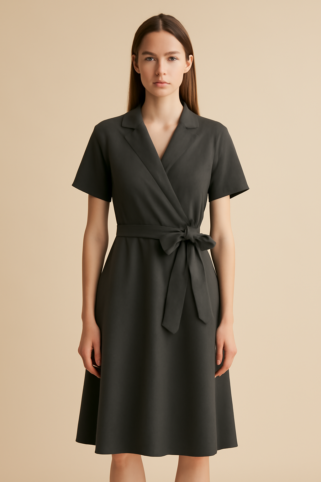 Meridian Round-Neck Organic Wrap Dress