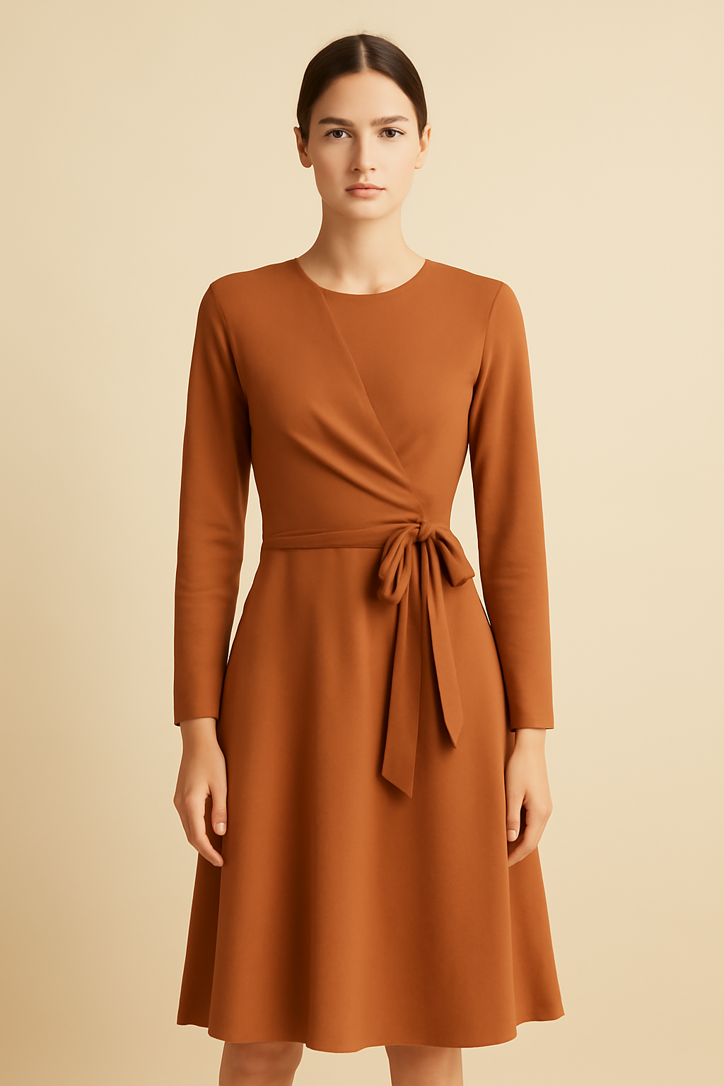 Meridian Round-Neck Organic Wrap Dress