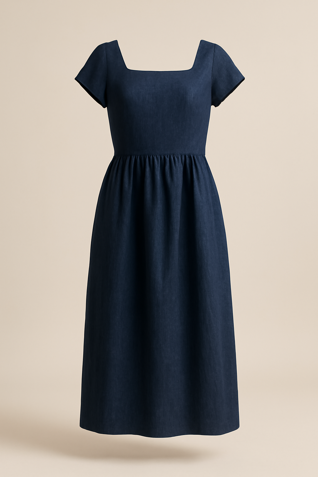 Meridian V-Neck Linen Midi Dress