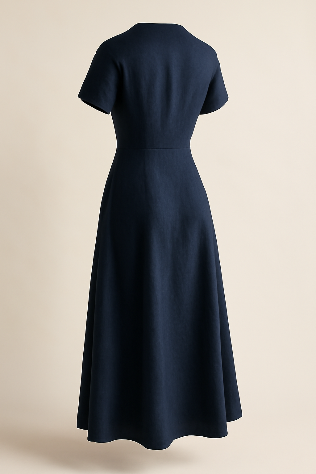 Meridian V-Neck Linen Midi Dress