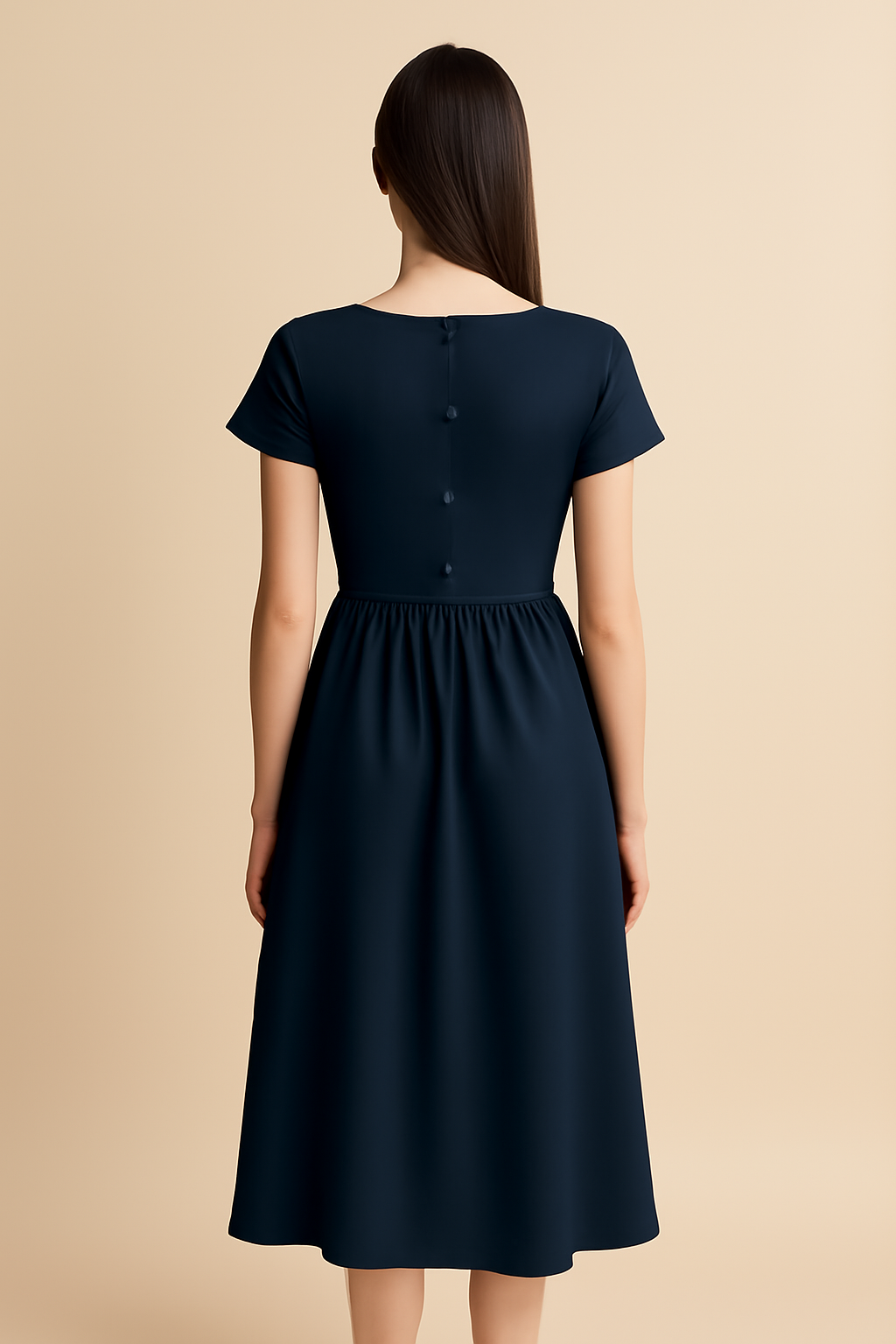 Meridian V-Neck Linen Midi Dress