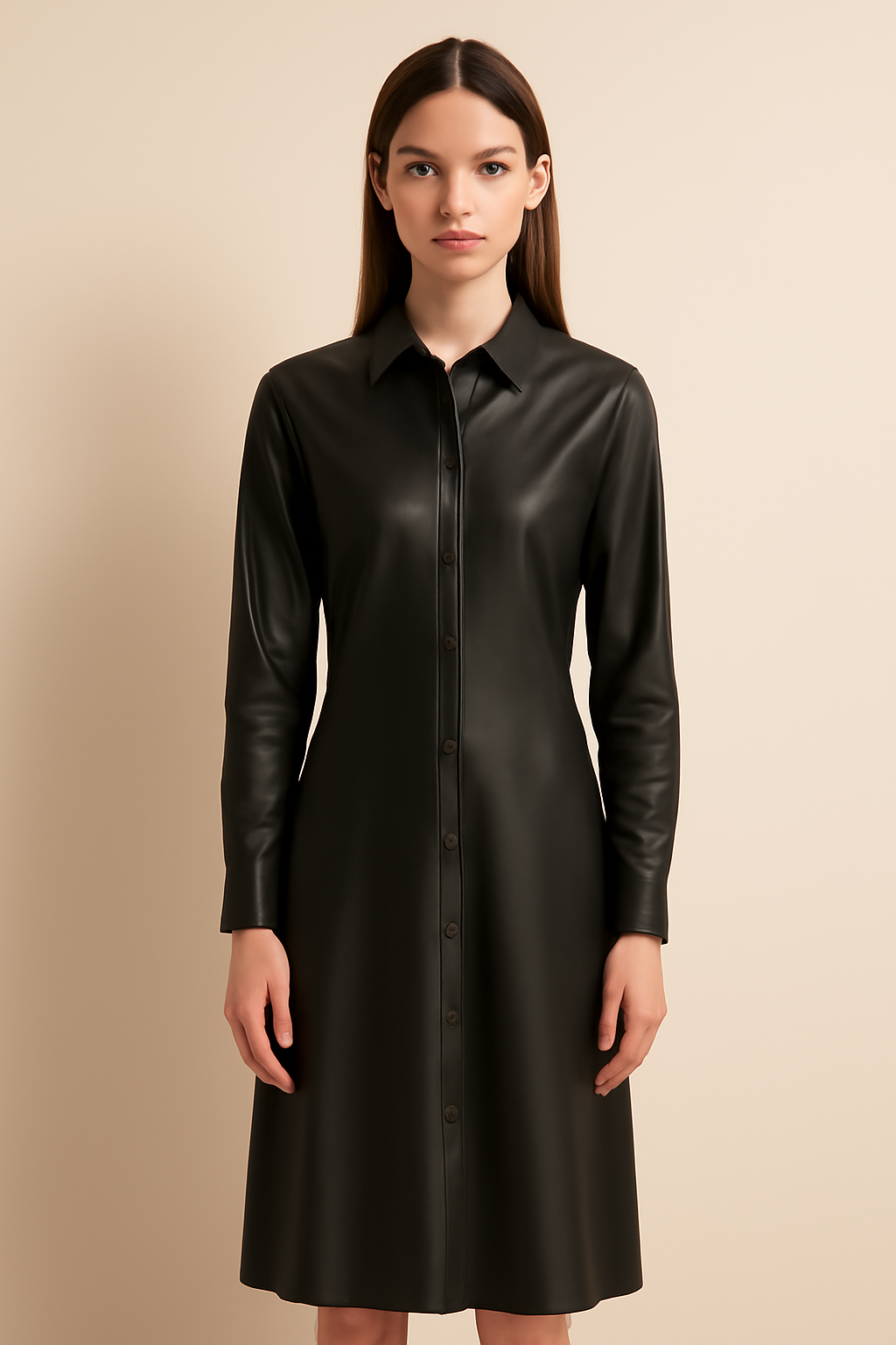 Meridian V-Neck Viscose Shirt Dress