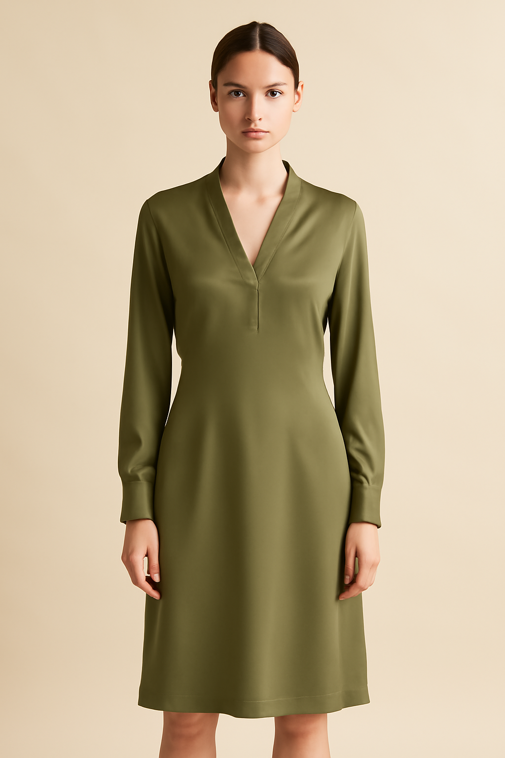Meridian V-Neck Viscose Shirt Dress