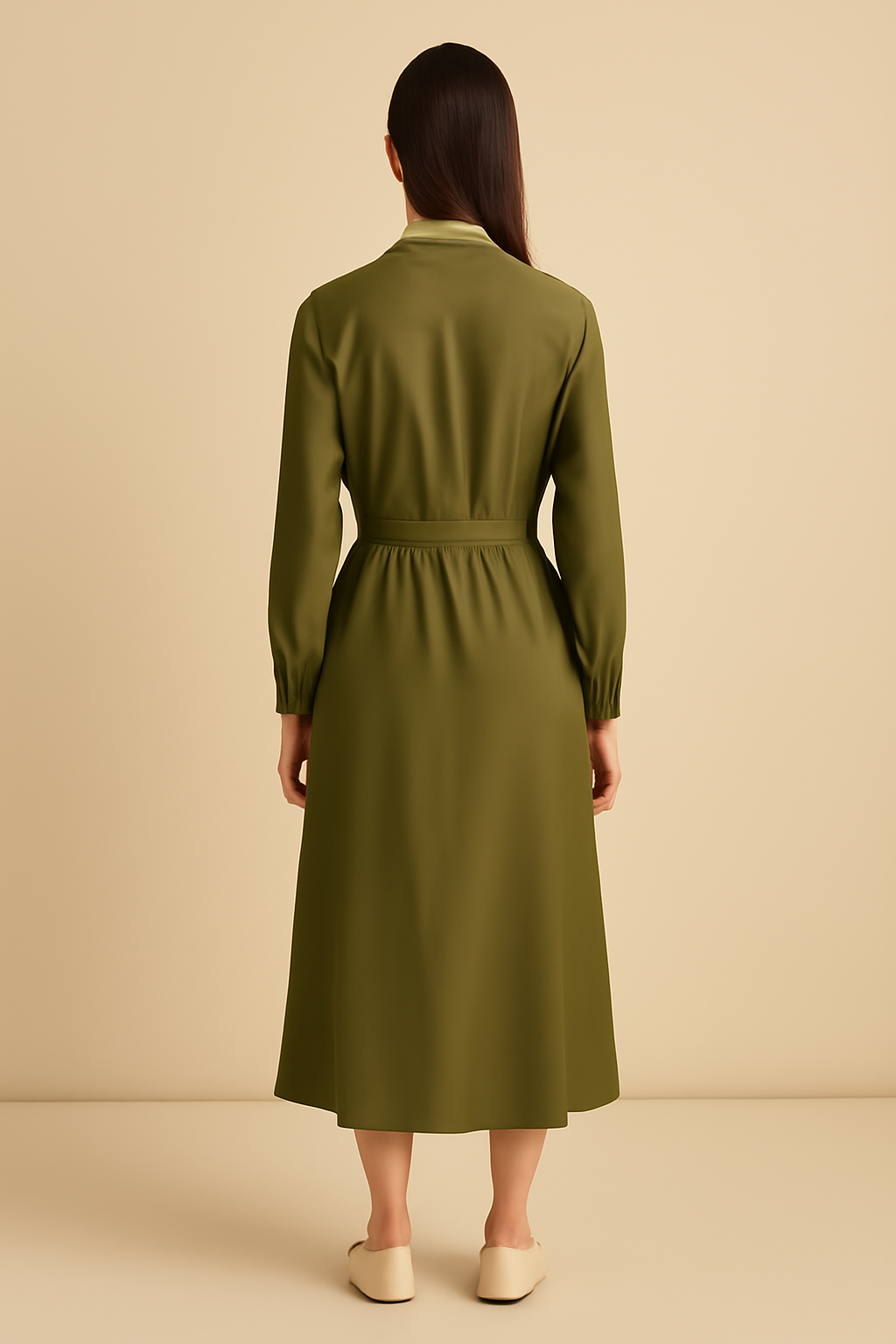 Meridian V-Neck Viscose Shirt Dress