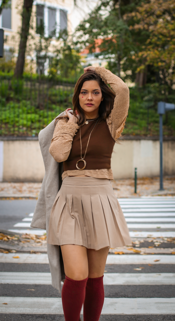 Azure Cotton Pleated Skirt